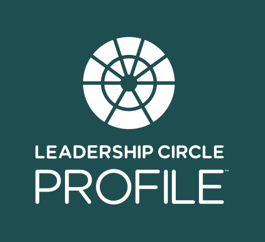 Logo for Leadership Circle Profile featuring a circular design with spokes and the text 'Leadership Circle Profile' below.