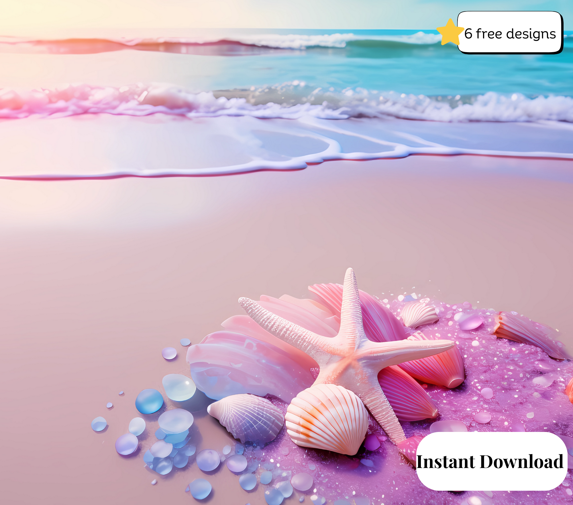 Shells and glass 20oz. Skinny Tumbler Sublimation Design Digital downloadable PNG