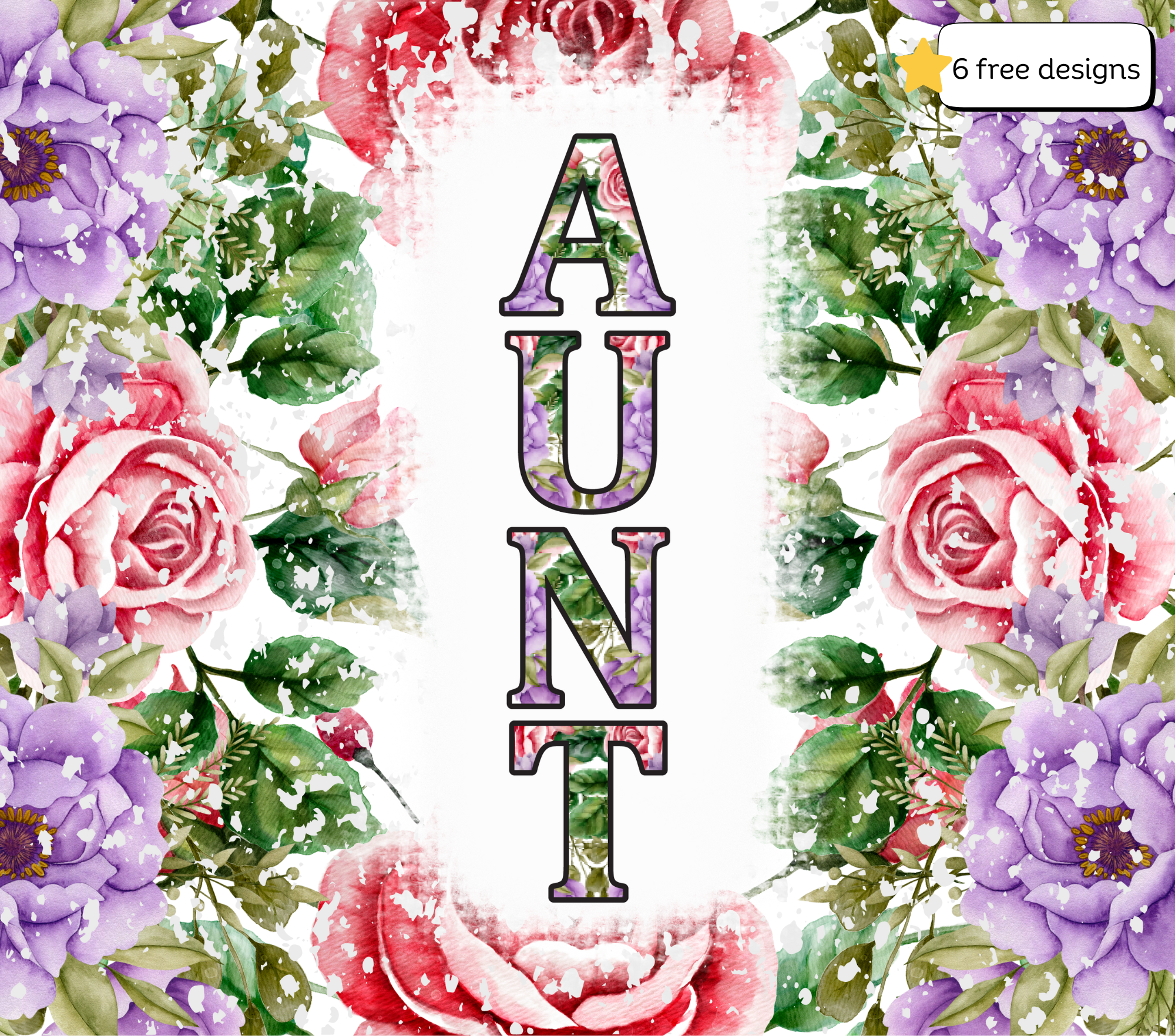 Aunt 20oz. Skinny Tumbler Sublimation Design Digital downloadable PNG
