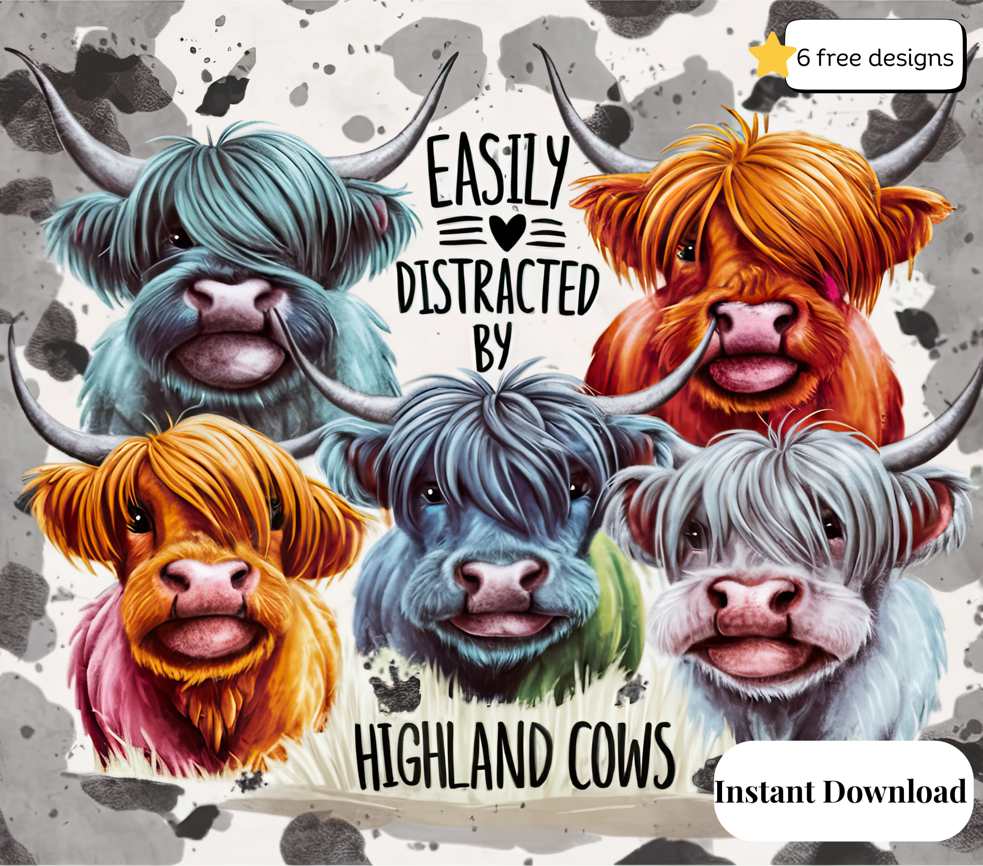 Highland Cow 20oz. Skinny Tumbler Sublimation Design Digital downloadable PNG