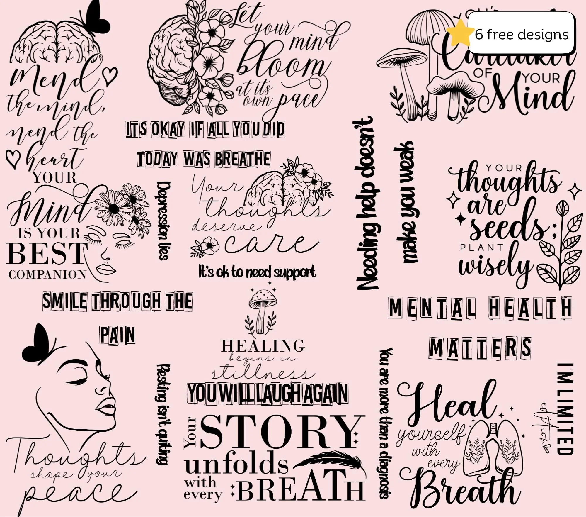 Mental health 20oz Skinny Tumbler Sublimation Design (Digital Download)