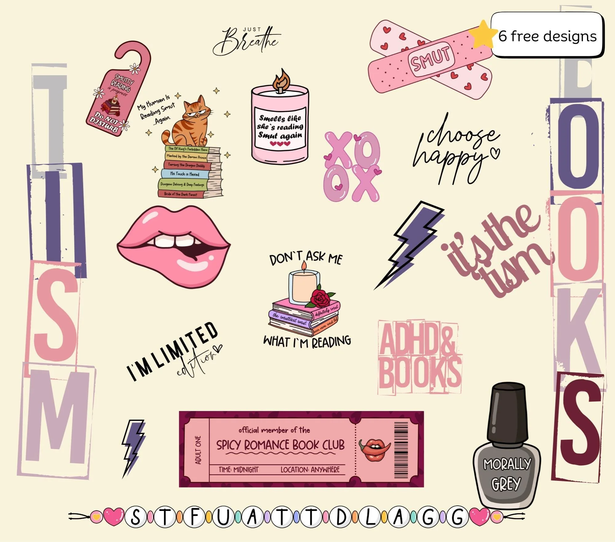 Smut book ADHD 20oz Skinny Tumbler Sublimation Design (Digital Download)