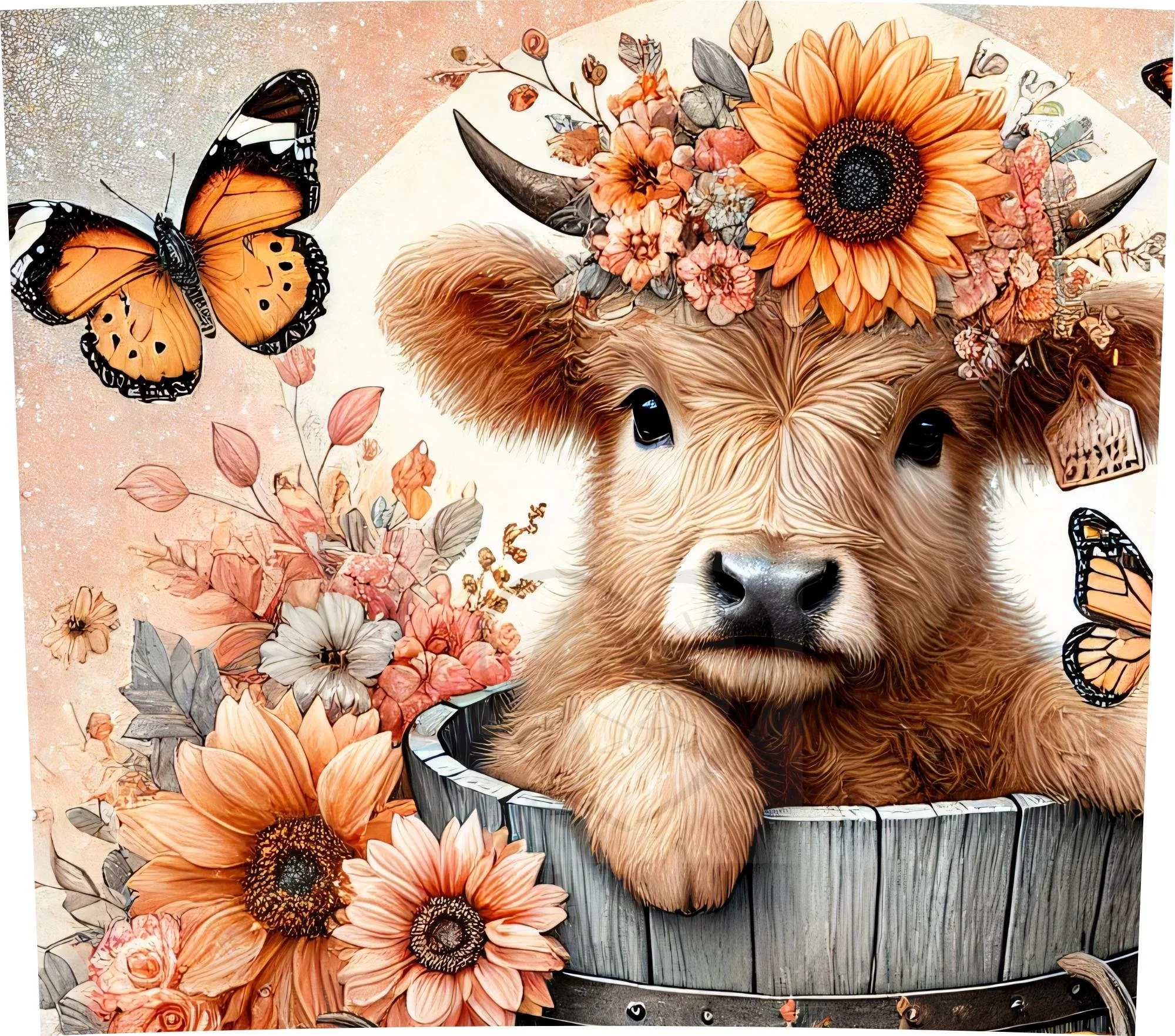 Highland Cow 20oz. Skinny Tumbler Sublimation Design Digital downloadable PNG