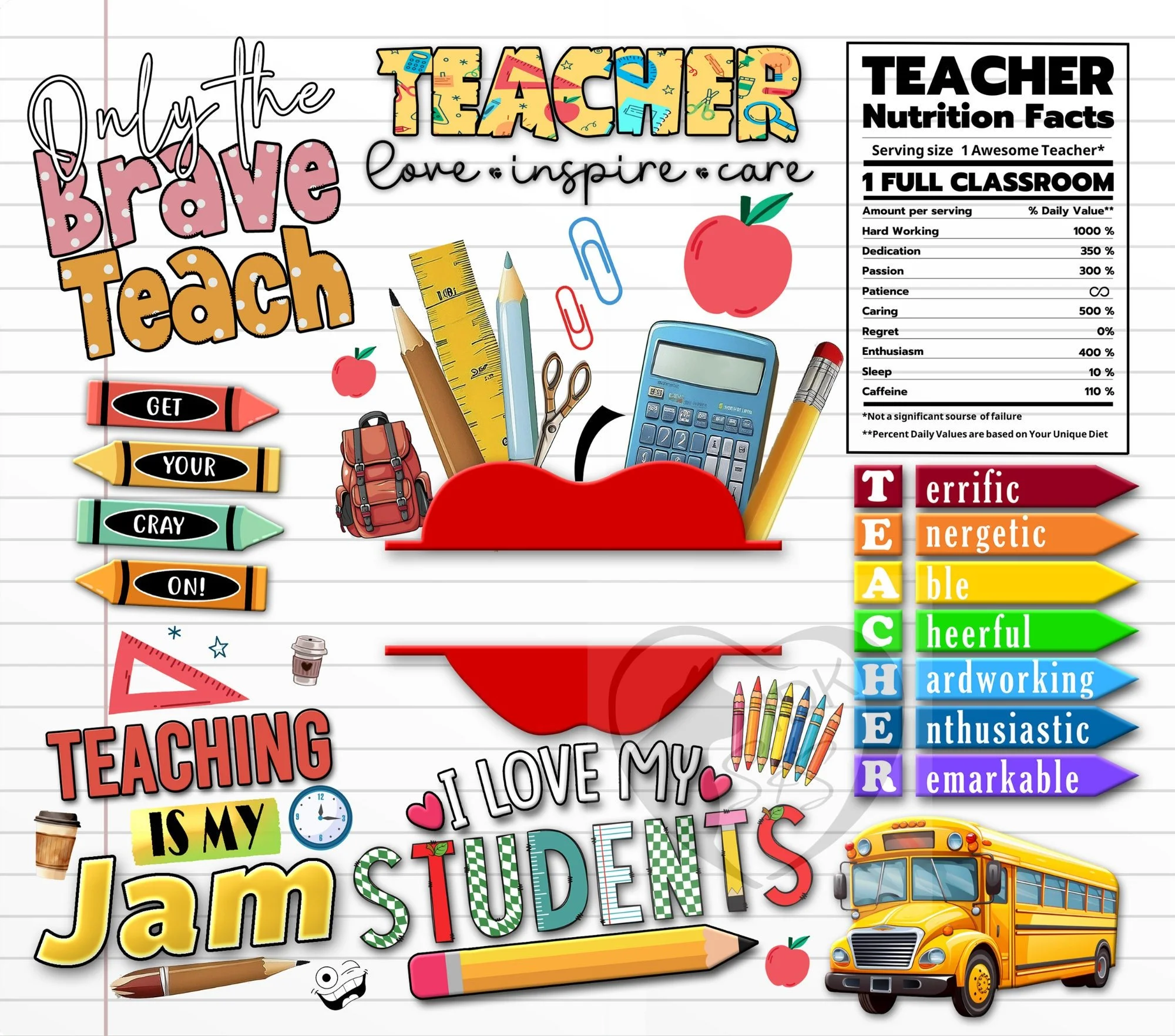 Teacher 20oz. Skinny Tumbler Sublimation Design Digital downloadable PNG