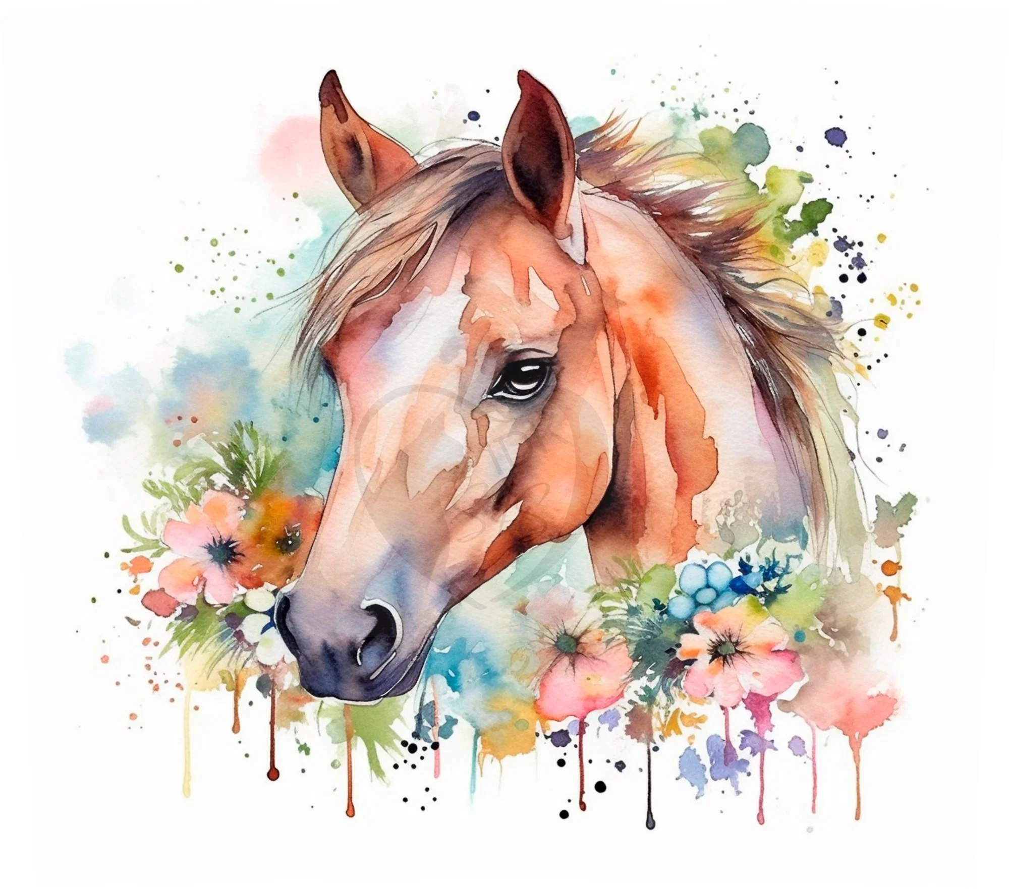 Watercolor Horse 20oz Tumbler Sublimation Design (PNG)