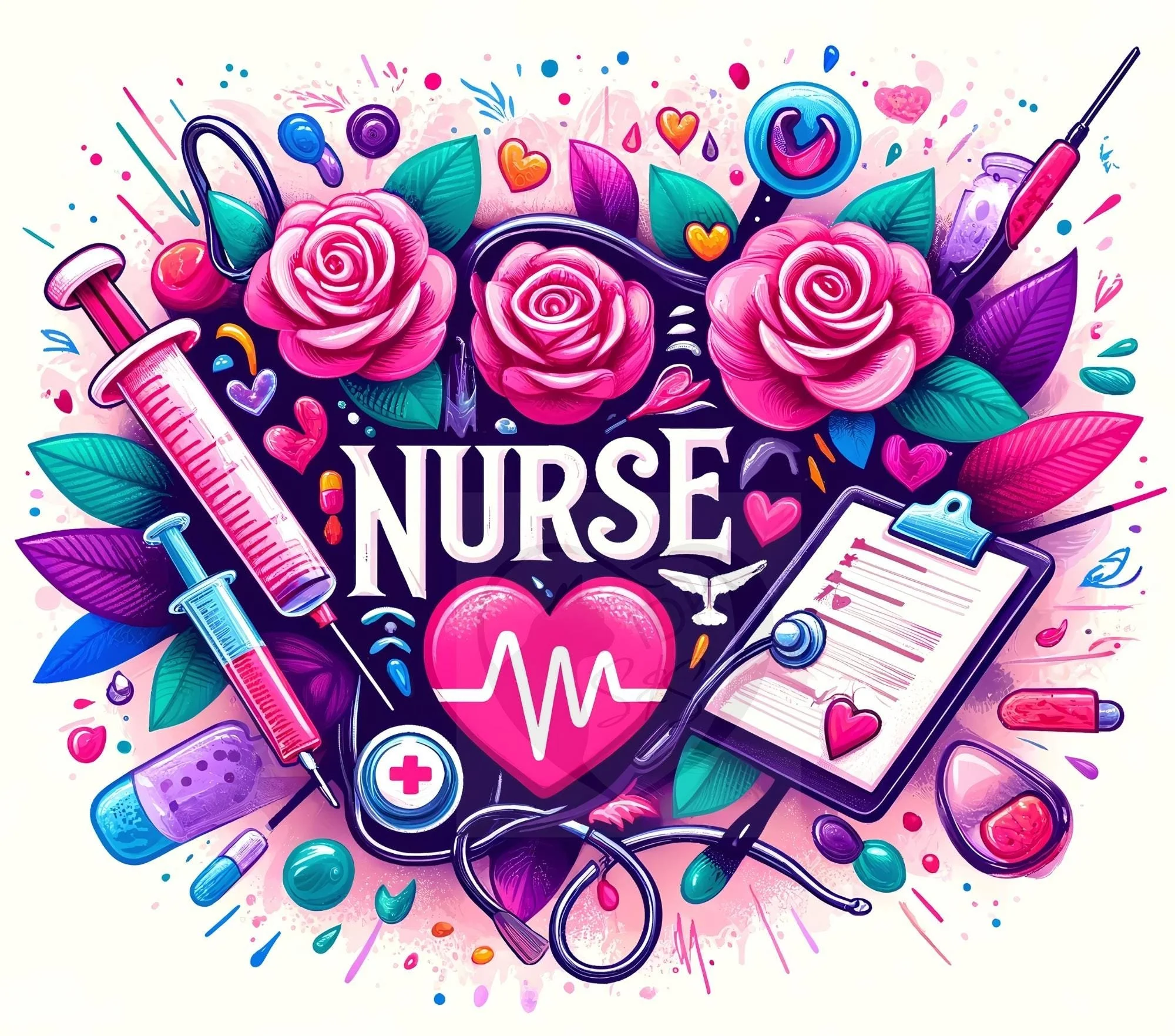 Nurse 20oz. Skinny Tumbler Sublimation Design Digital downloadable PNG straight tumbler wrap PNG