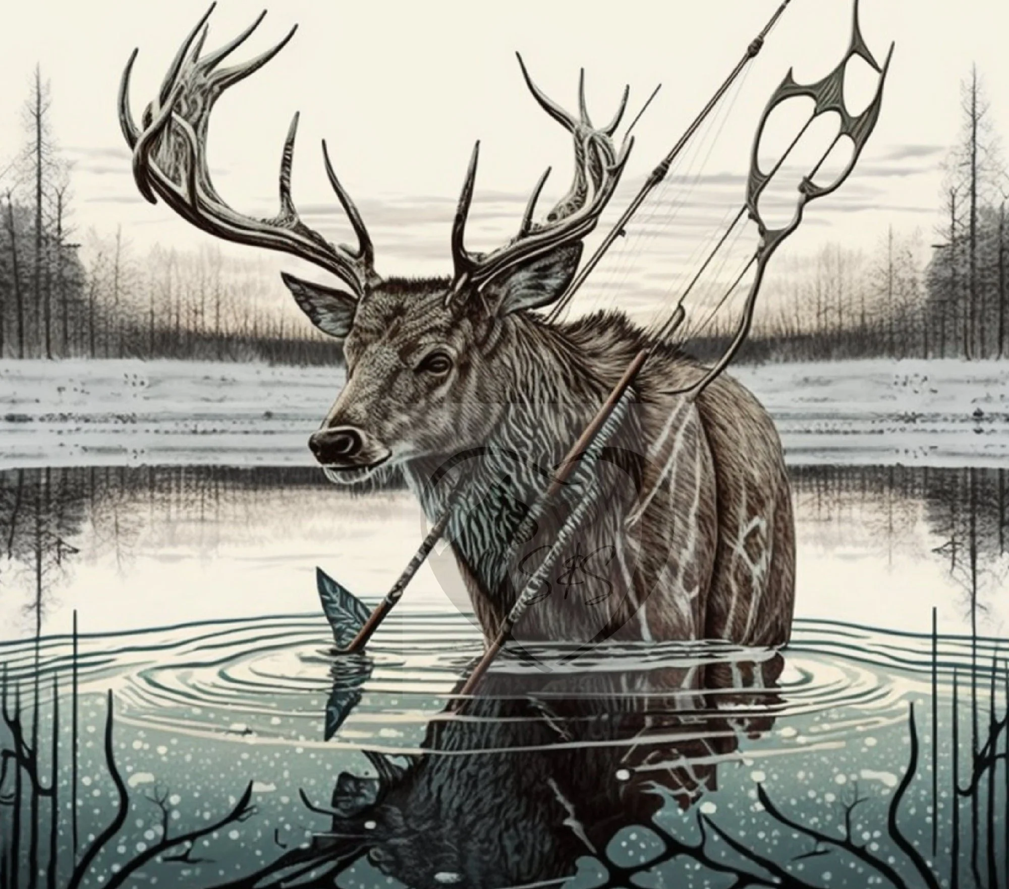 Deer print 20oz. Skinny Tumbler Sublimation Design Digital downloadable