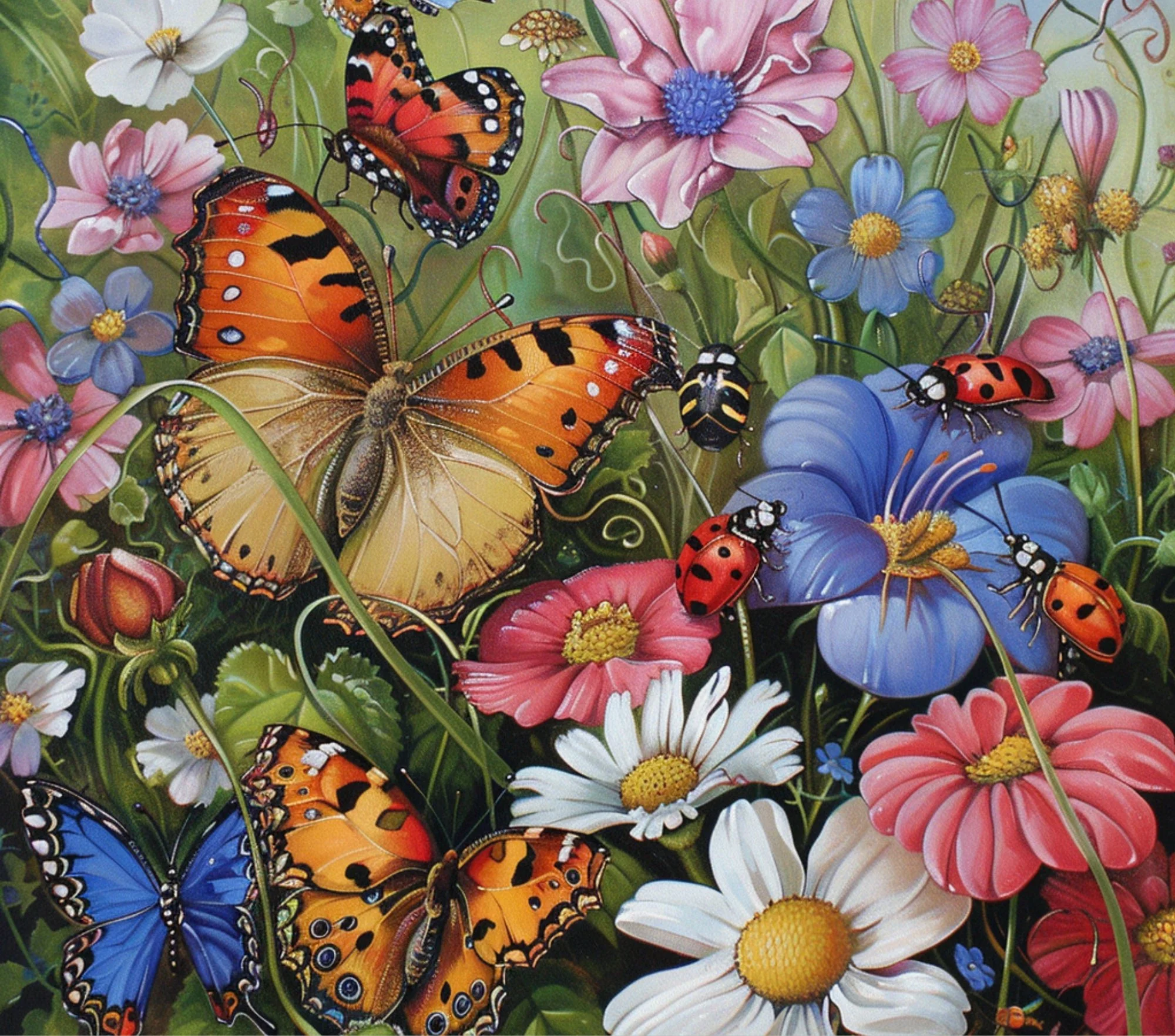 Butterflies and Ladybugs 20oz. Skinny Tumbler Sublimation Design Digital downloadable PNG