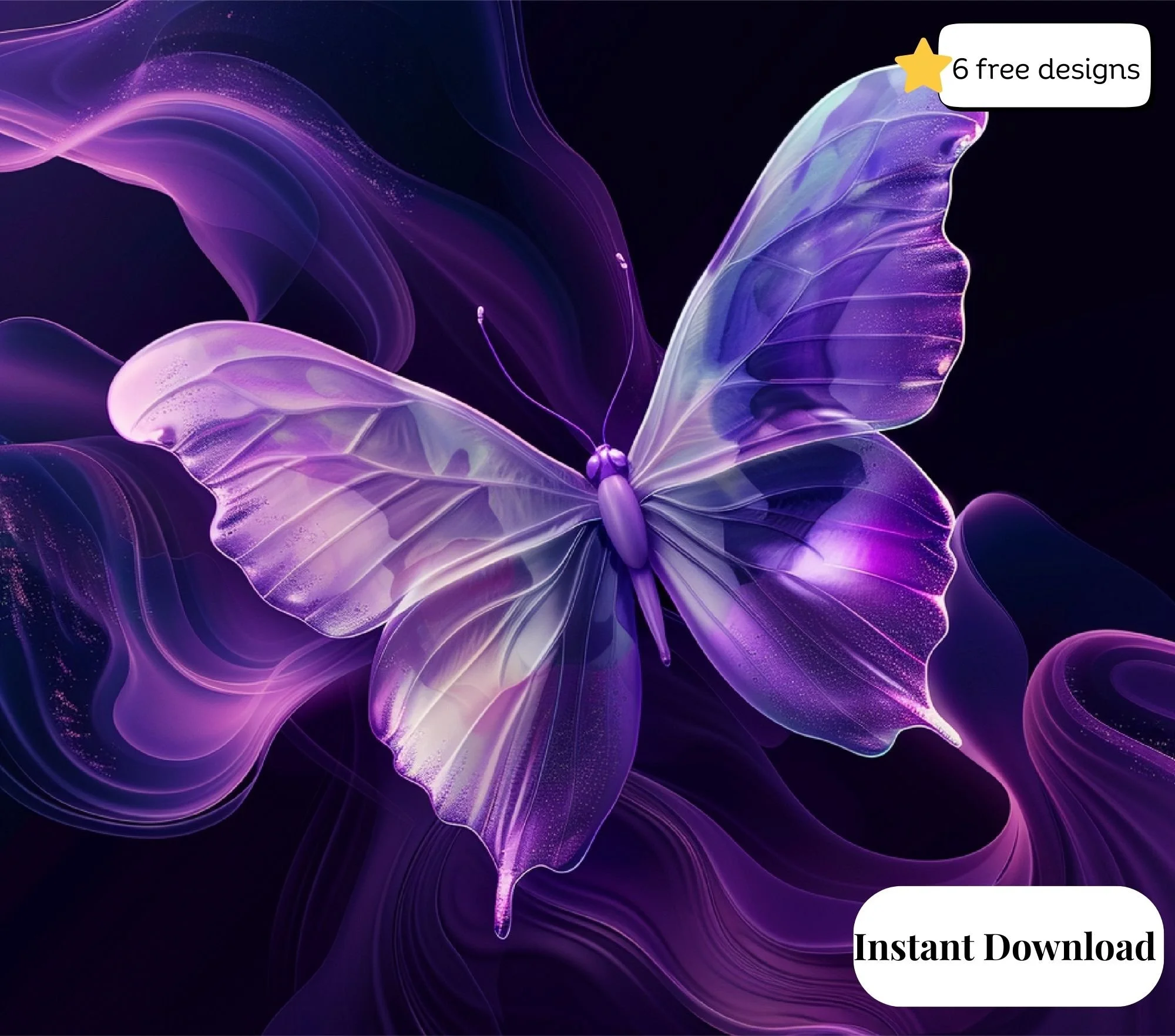 Purple 3D butterfly 20oz. Skinny Tumbler Sublimation Design Digital downloadable PNG