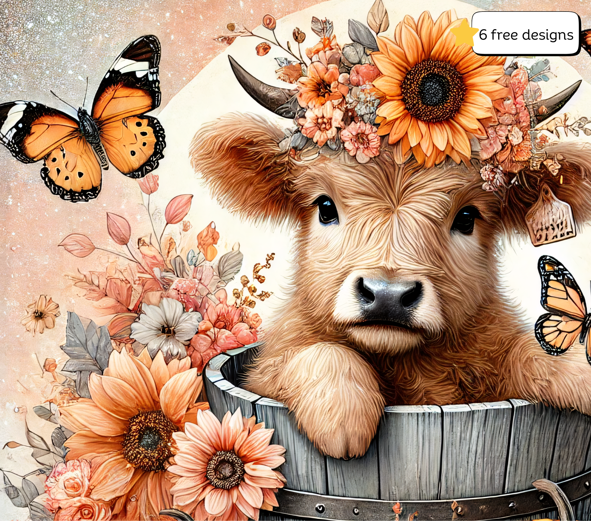 Highland Cow 20oz. Skinny Tumbler Sublimation Design Digital downloadable PNG