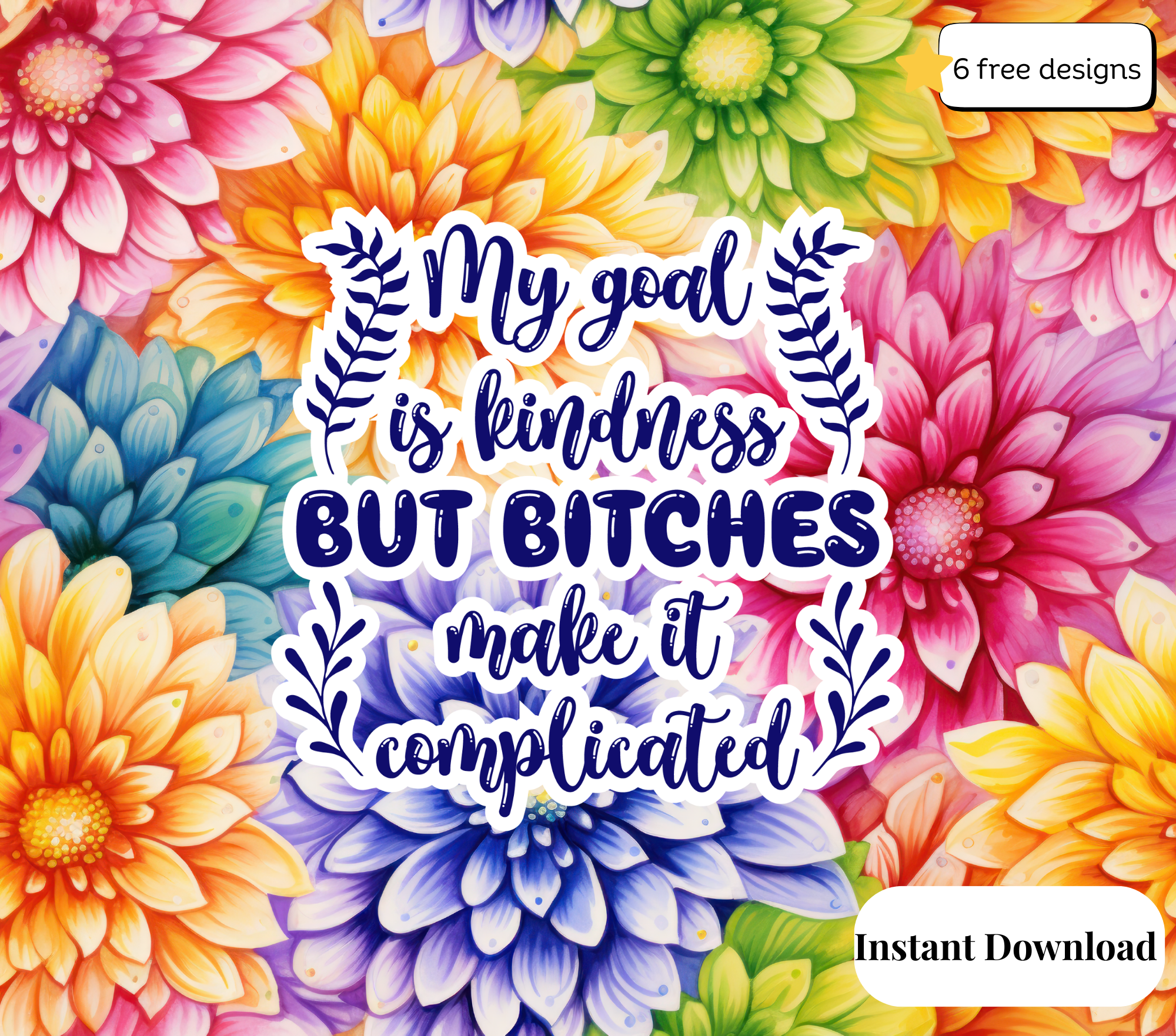 My goal is kindness 20oz. Skinny Tumbler Sublimation Design Digital downloadable PNG