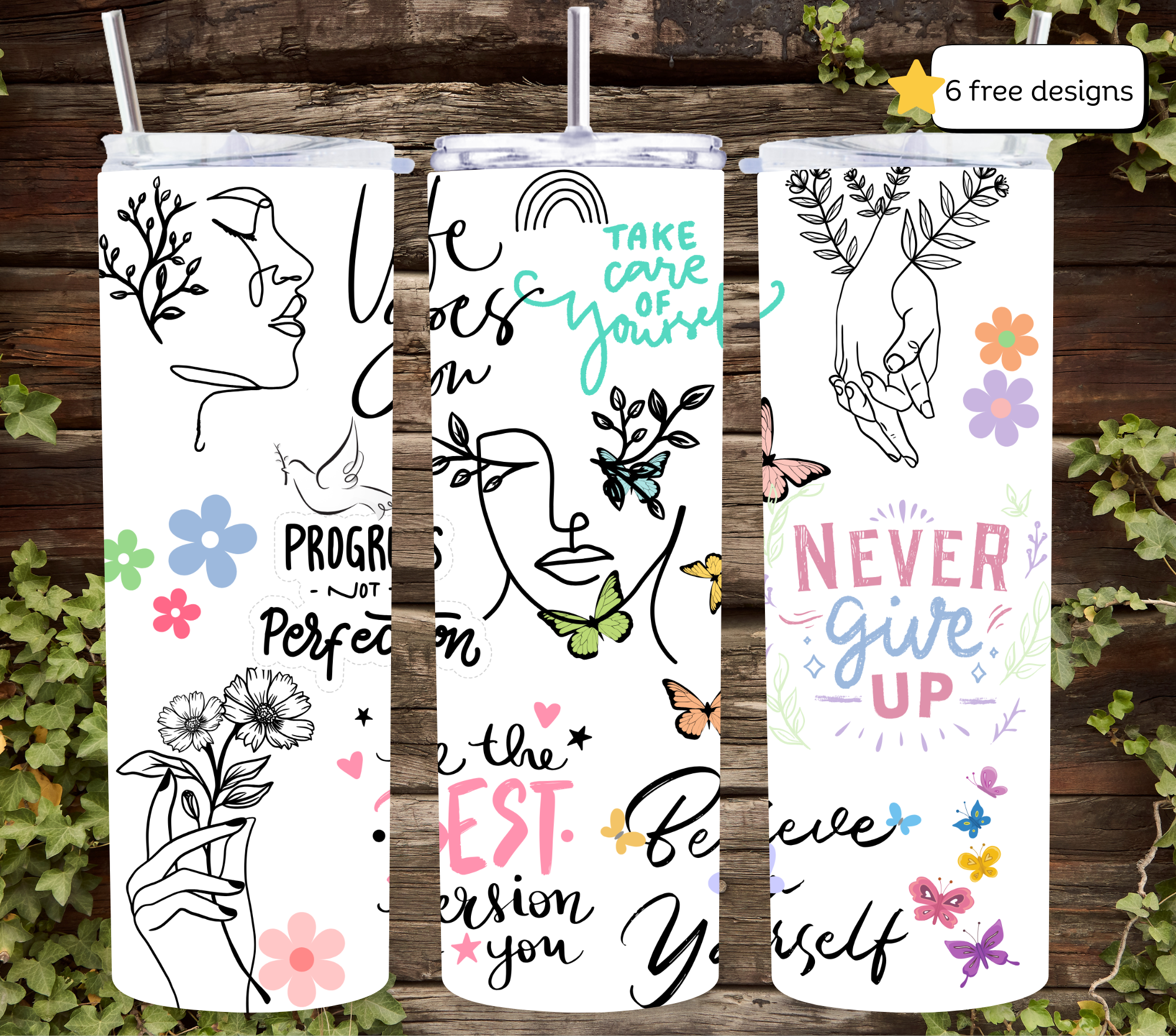 Mental health 20oz skinny tumbler sublimation PNG