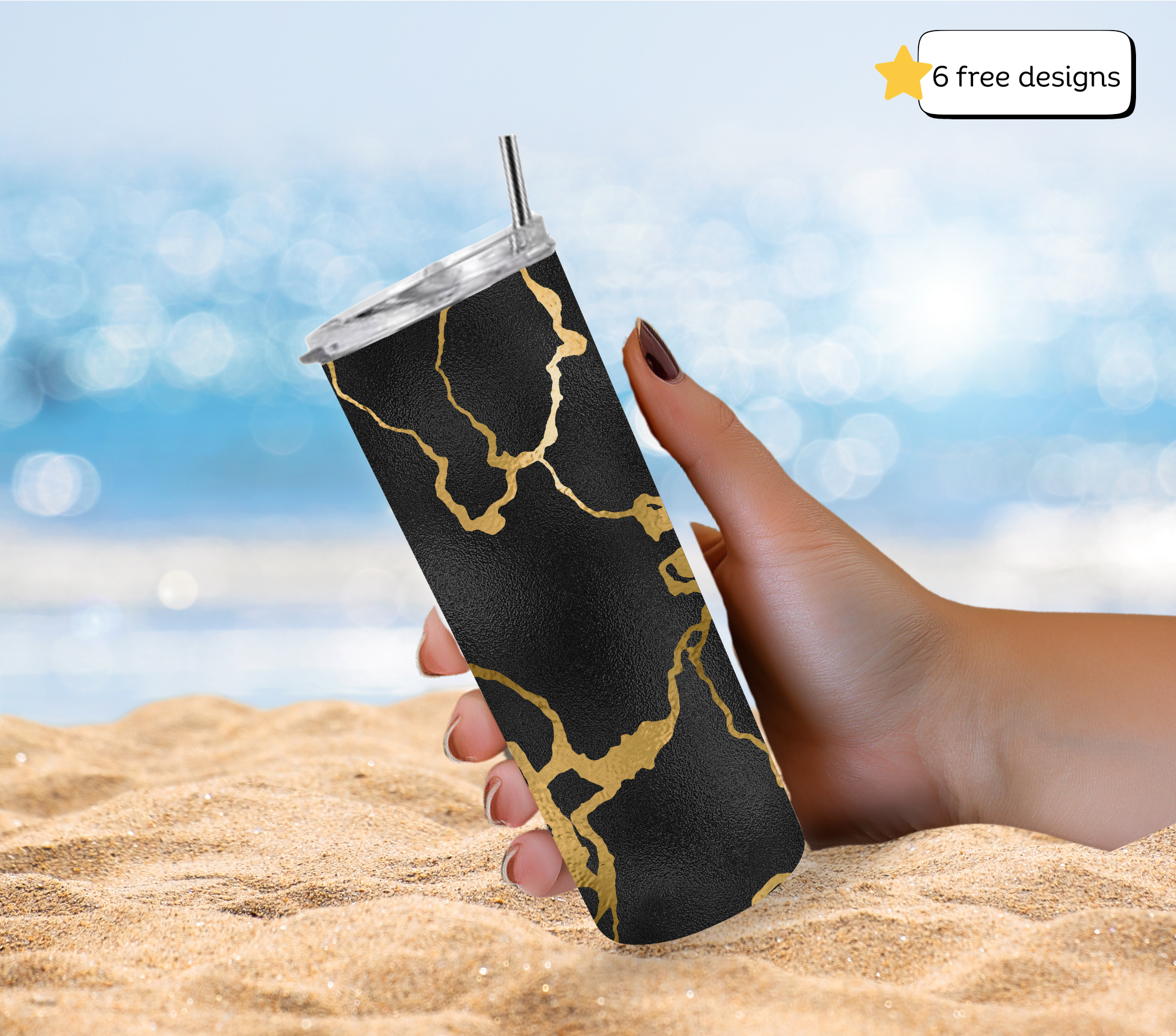 Black and gold crackle tumbler sublimation PNG (Copy) (Copy) (Copy)