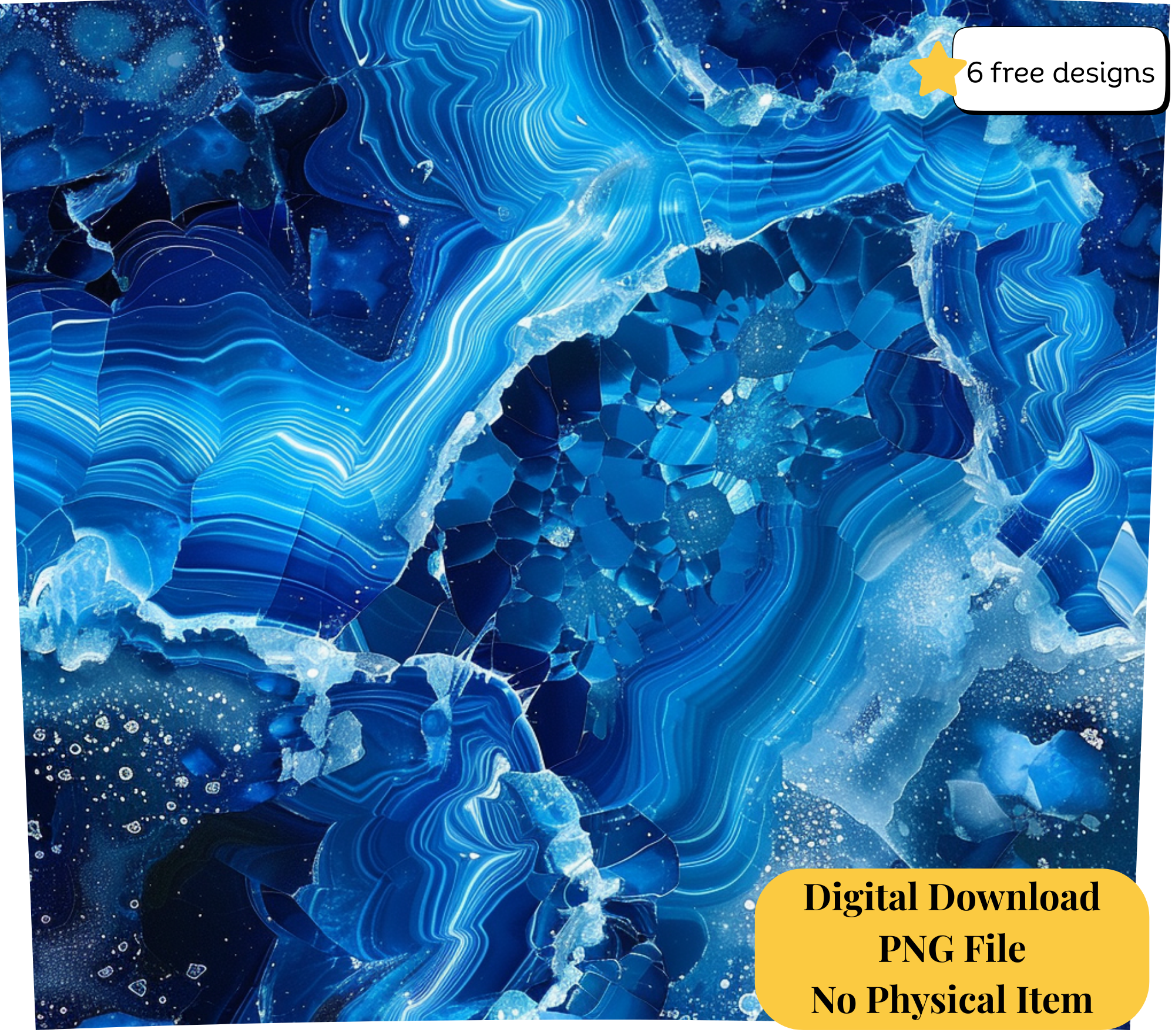 Blue Geode 20oz. Skinny Tumbler Sublimation Design Digital downloadable PNG