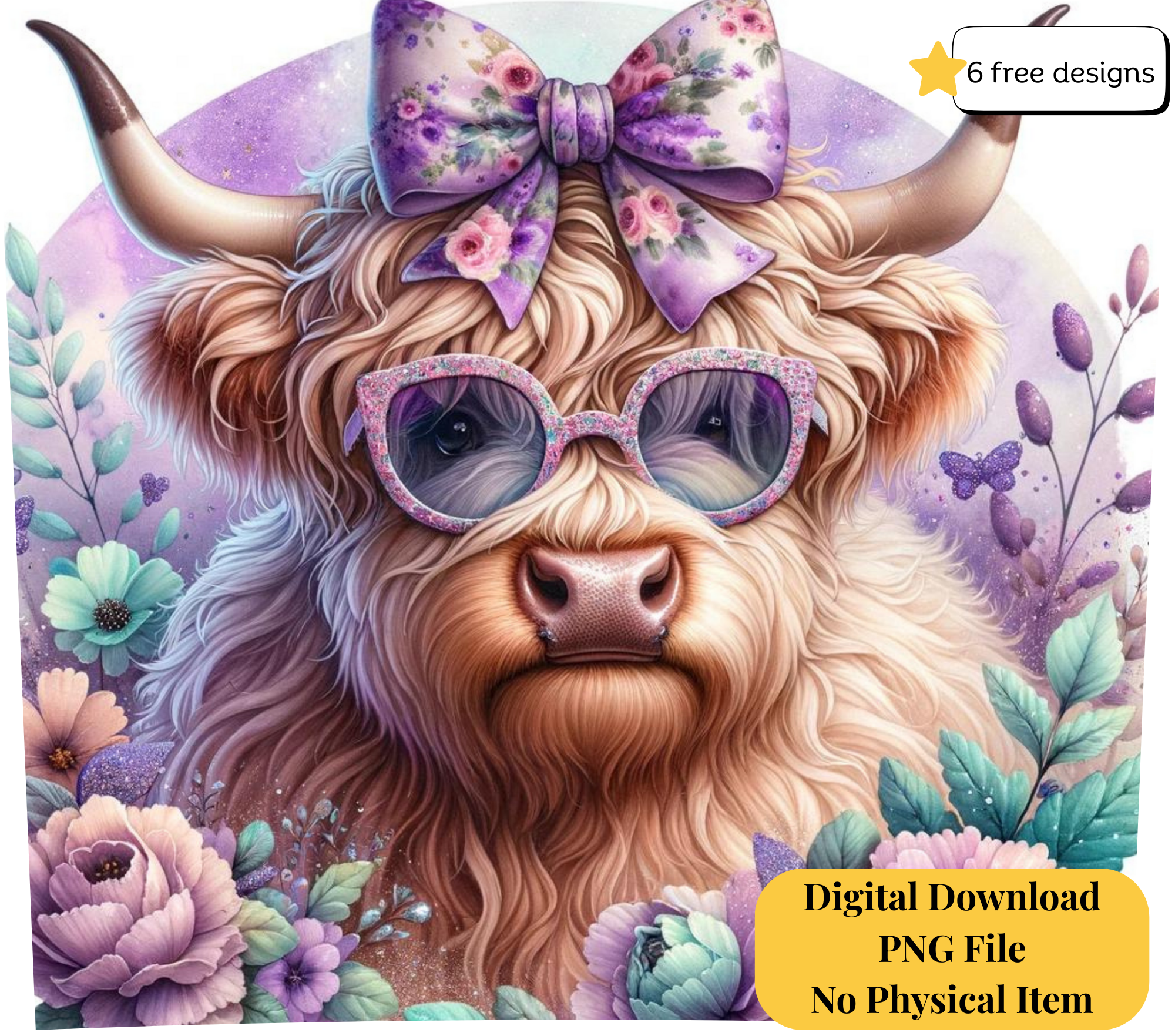 Highland Cow 20oz. Skinny Tumbler Sublimation Design Digital downloadable PNG