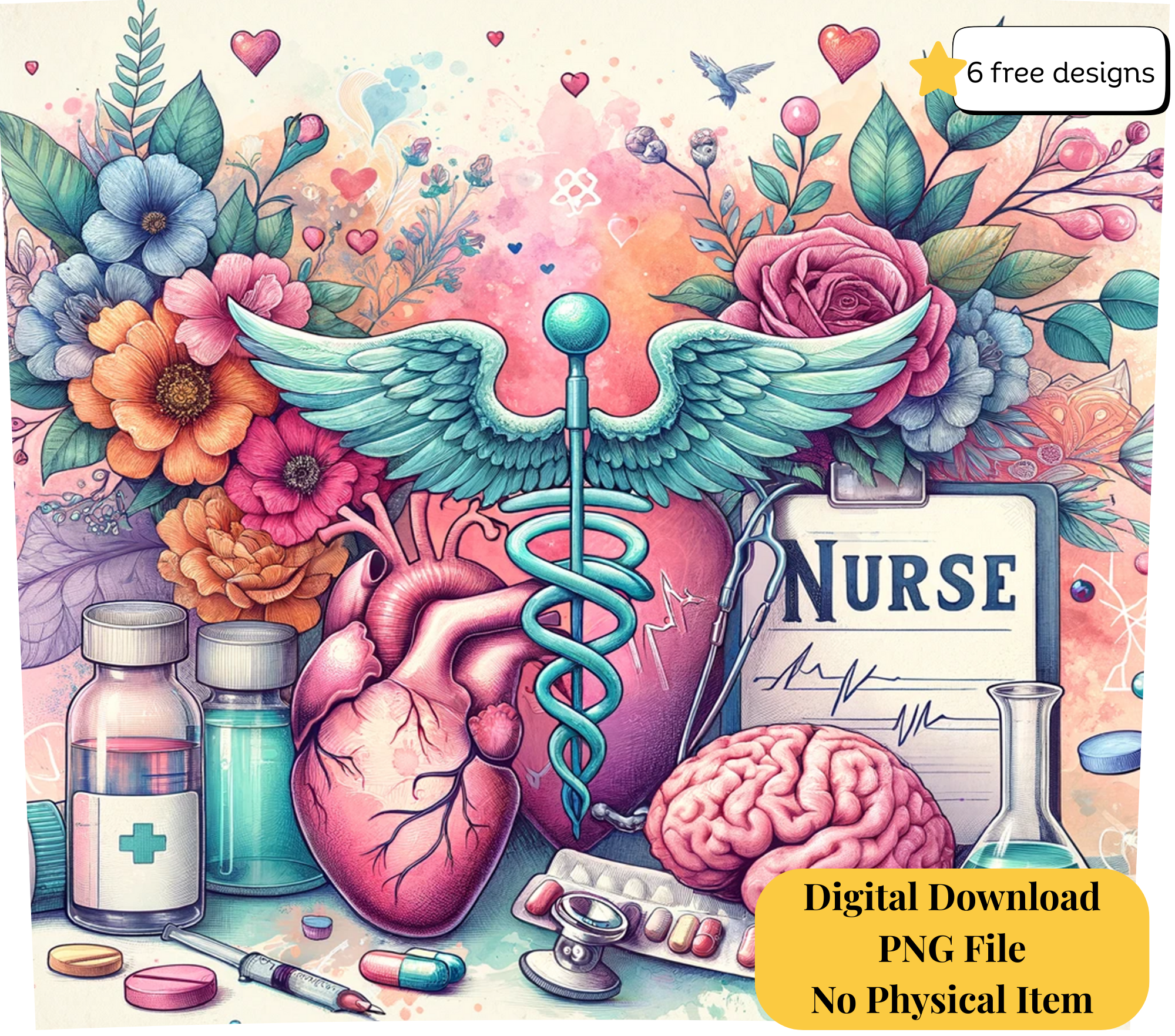 Nurse 20oz. Skinny Tumbler Sublimation Design Digital downloadable PNG