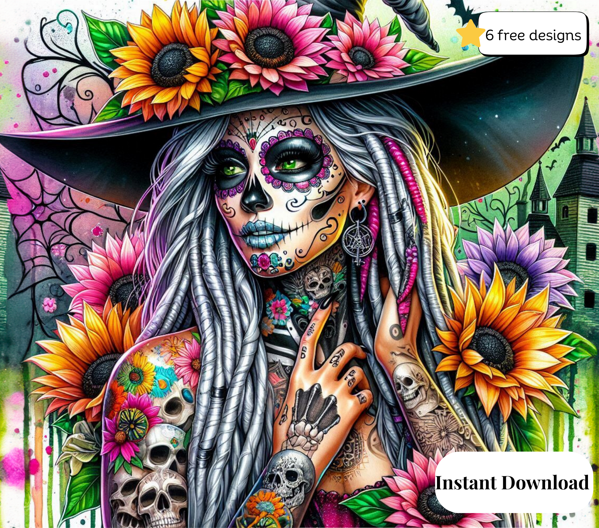 Witch 20oz. Skinny Tumbler Sublimation Design Digital downloadable PNG