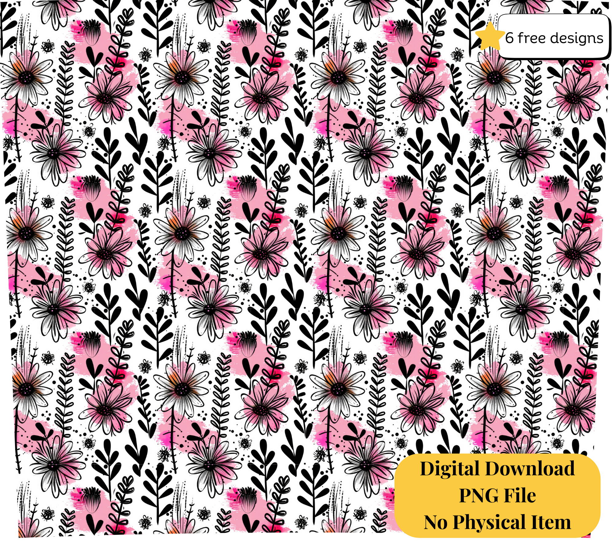 Pink flowers 20oz. Skinny Tumbler Sublimation Design Digital downloadable PNG