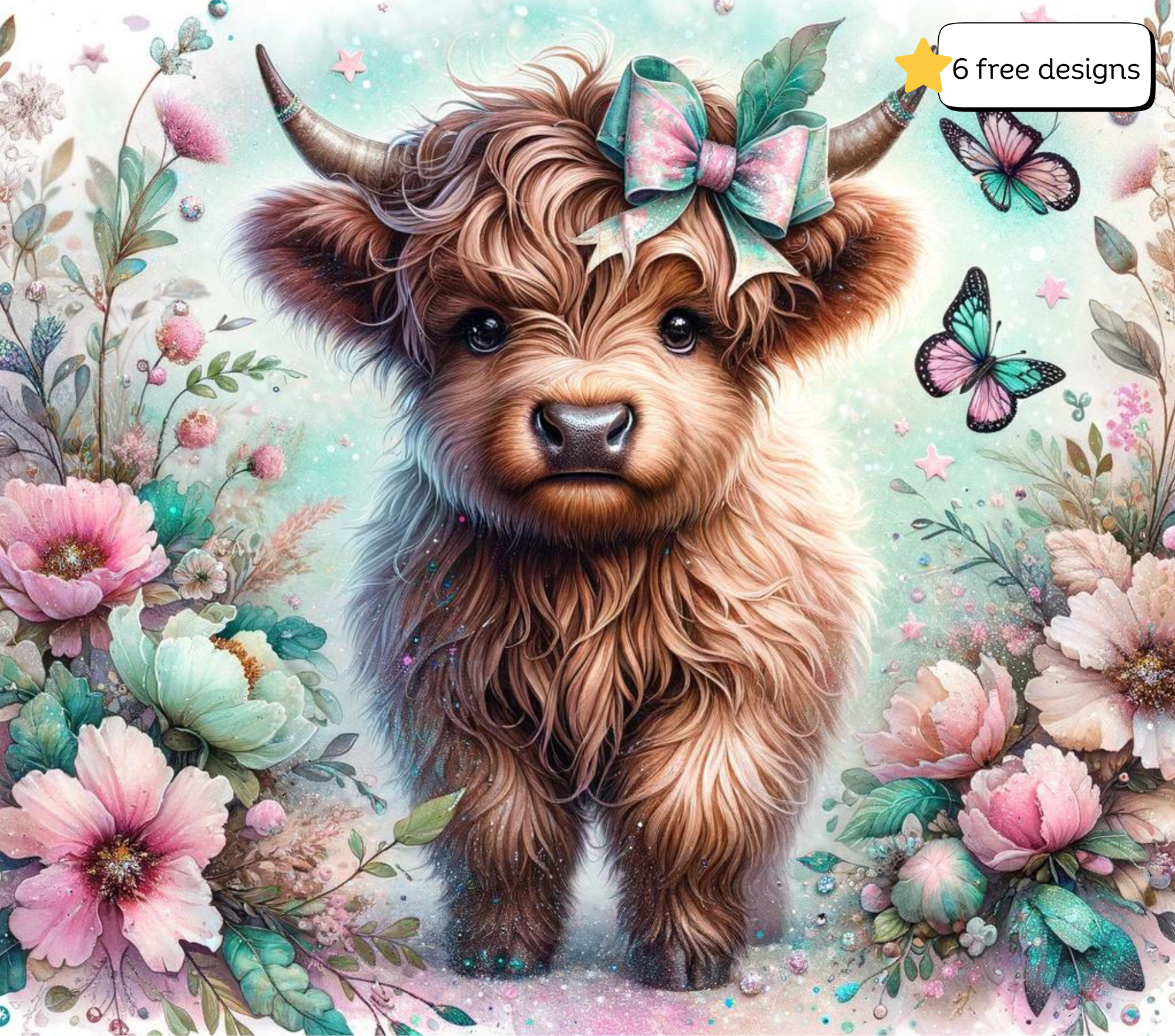 Highland Cow 20oz. Skinny Tumbler Sublimation Design Digital downloadable PNG