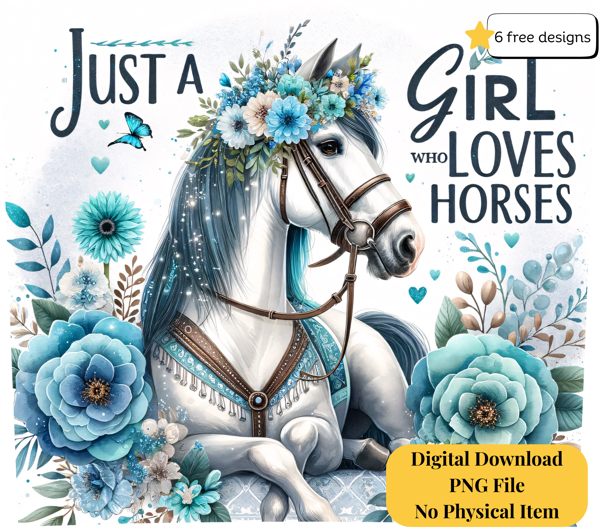 Just a girl who loves horses 20oz. Skinny Tumbler Sublimation Design Digital downloadable PNG