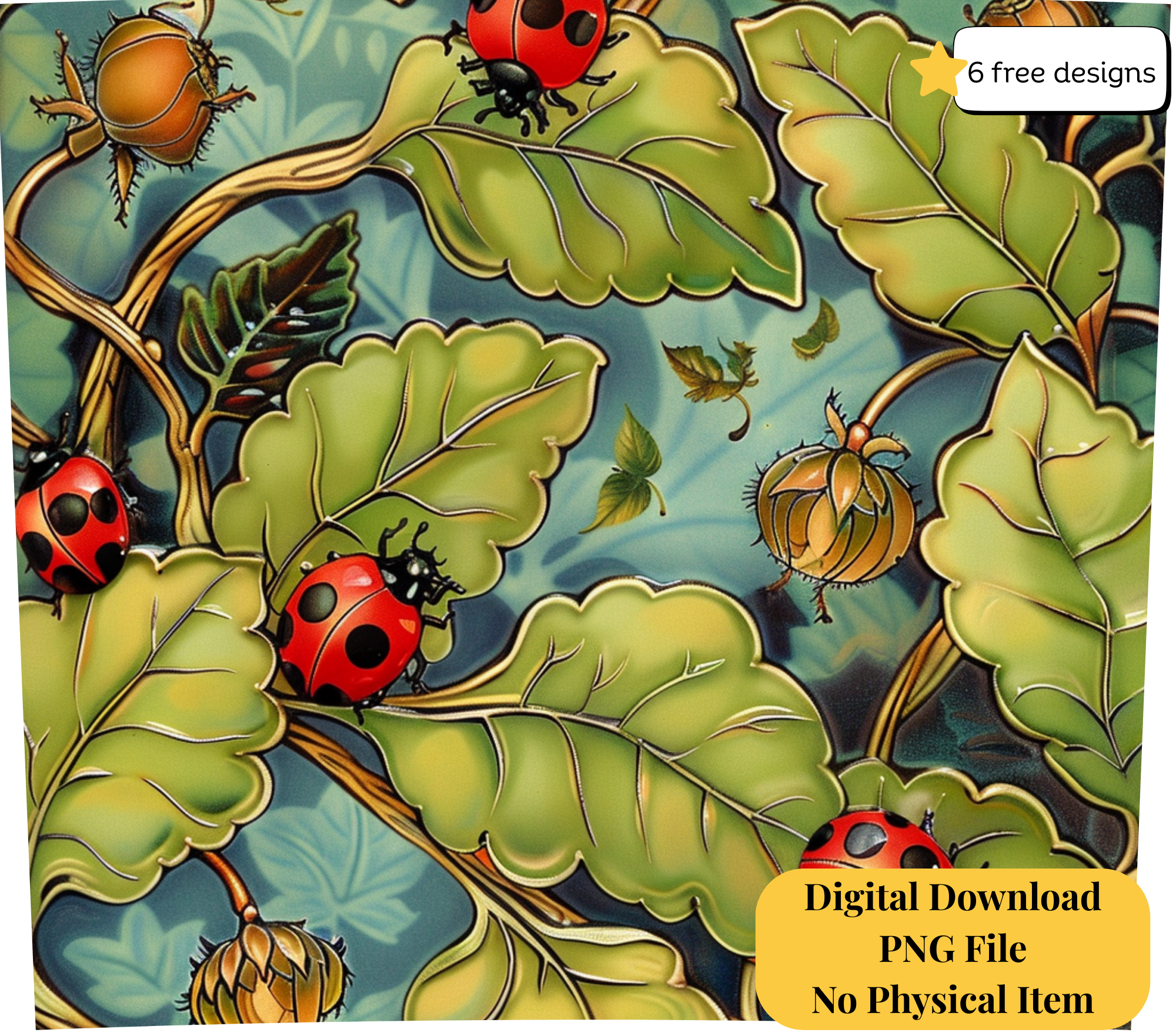 Ladybugs 20oz. Skinny Tumbler Sublimation Design Digital downloadable PNG