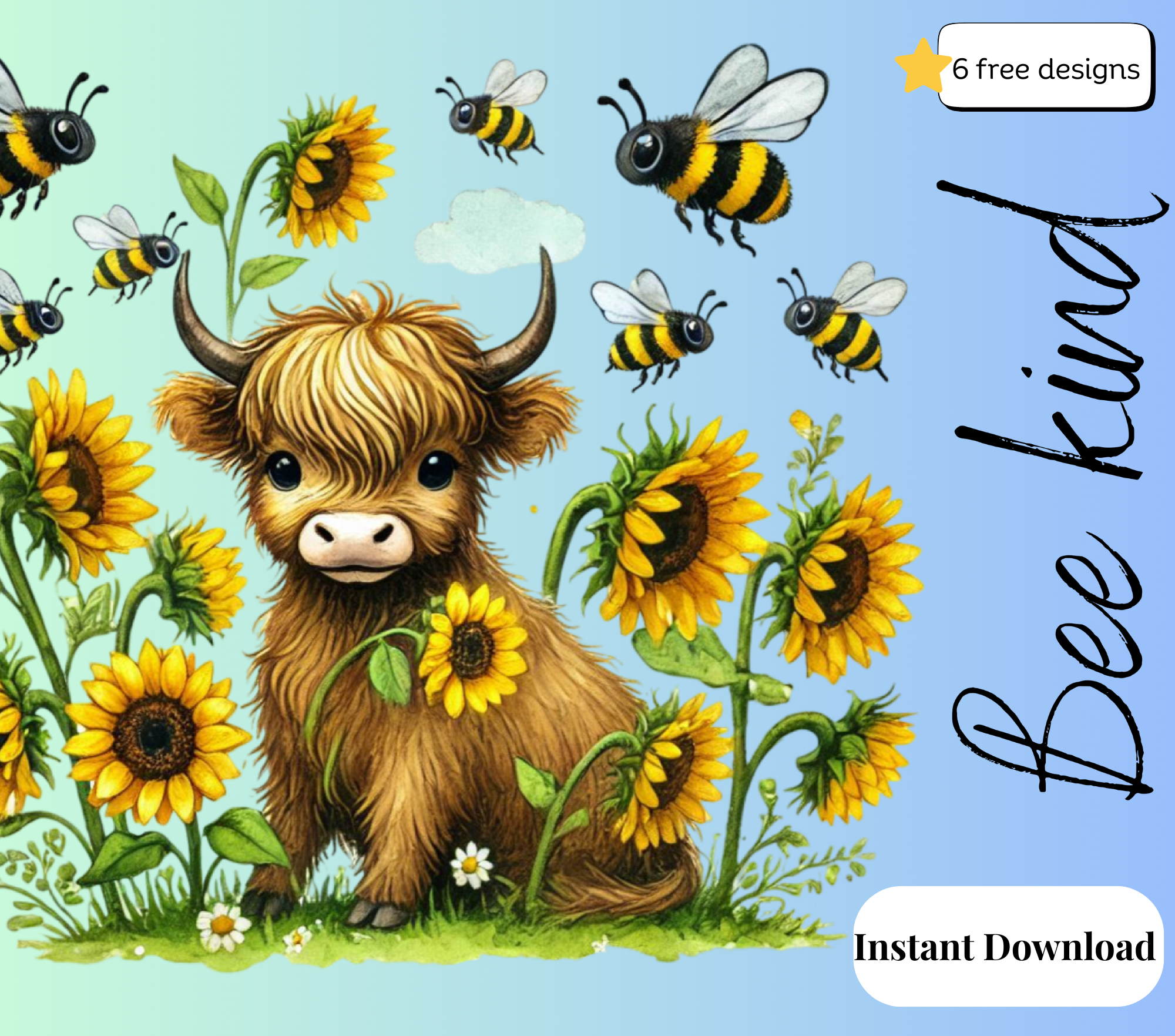 Highland Cow 20oz. Skinny Tumbler Sublimation Design Digital downloadable PNG