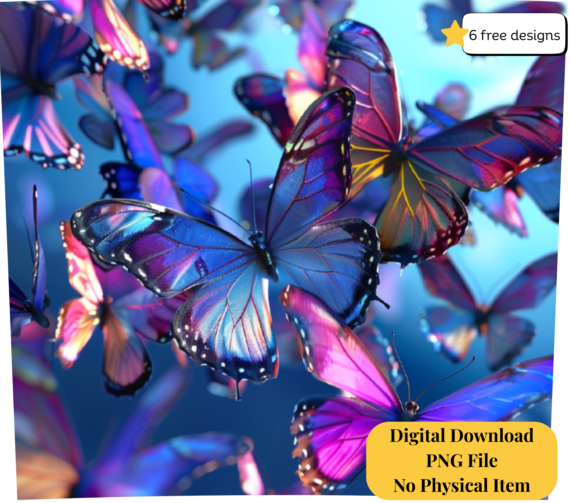 3D Butterfly 20oz. Skinny Tumbler Sublimation Design Digital downloadable PNG