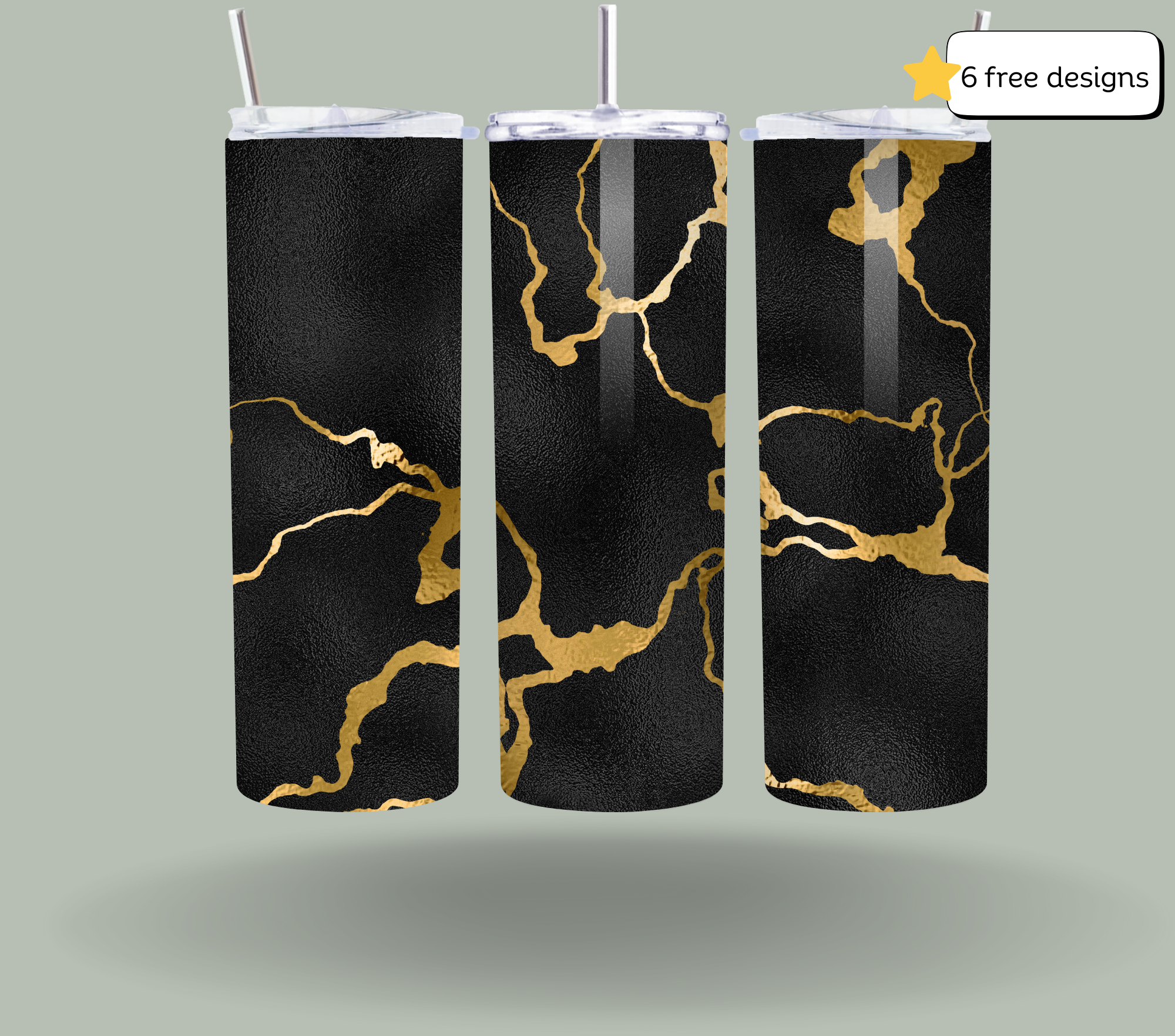 Black and gold crackle tumbler sublimation PNG (Copy) (Copy) (Copy)
