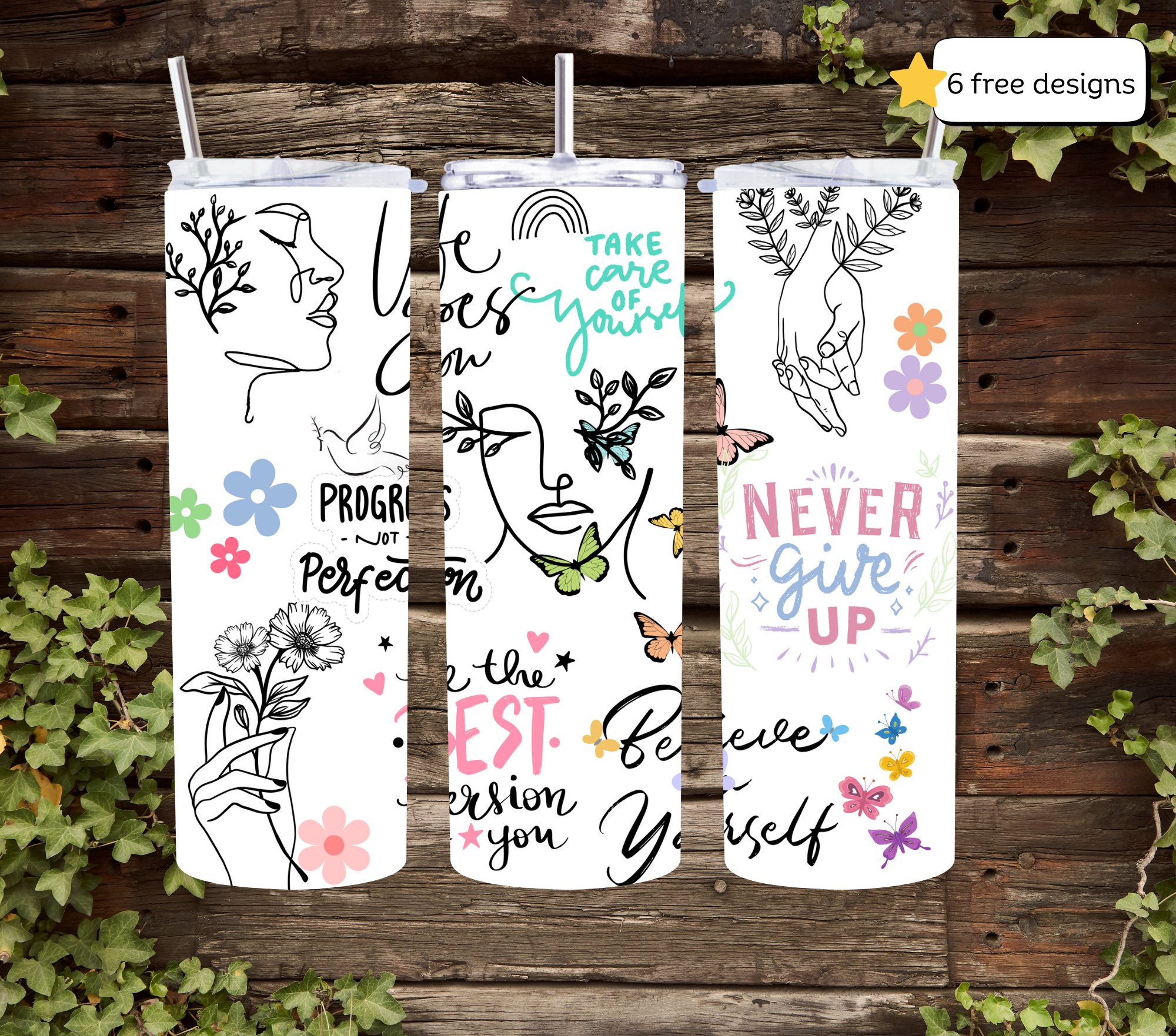 Mental health 20oz skinny tumbler sublimation PNG