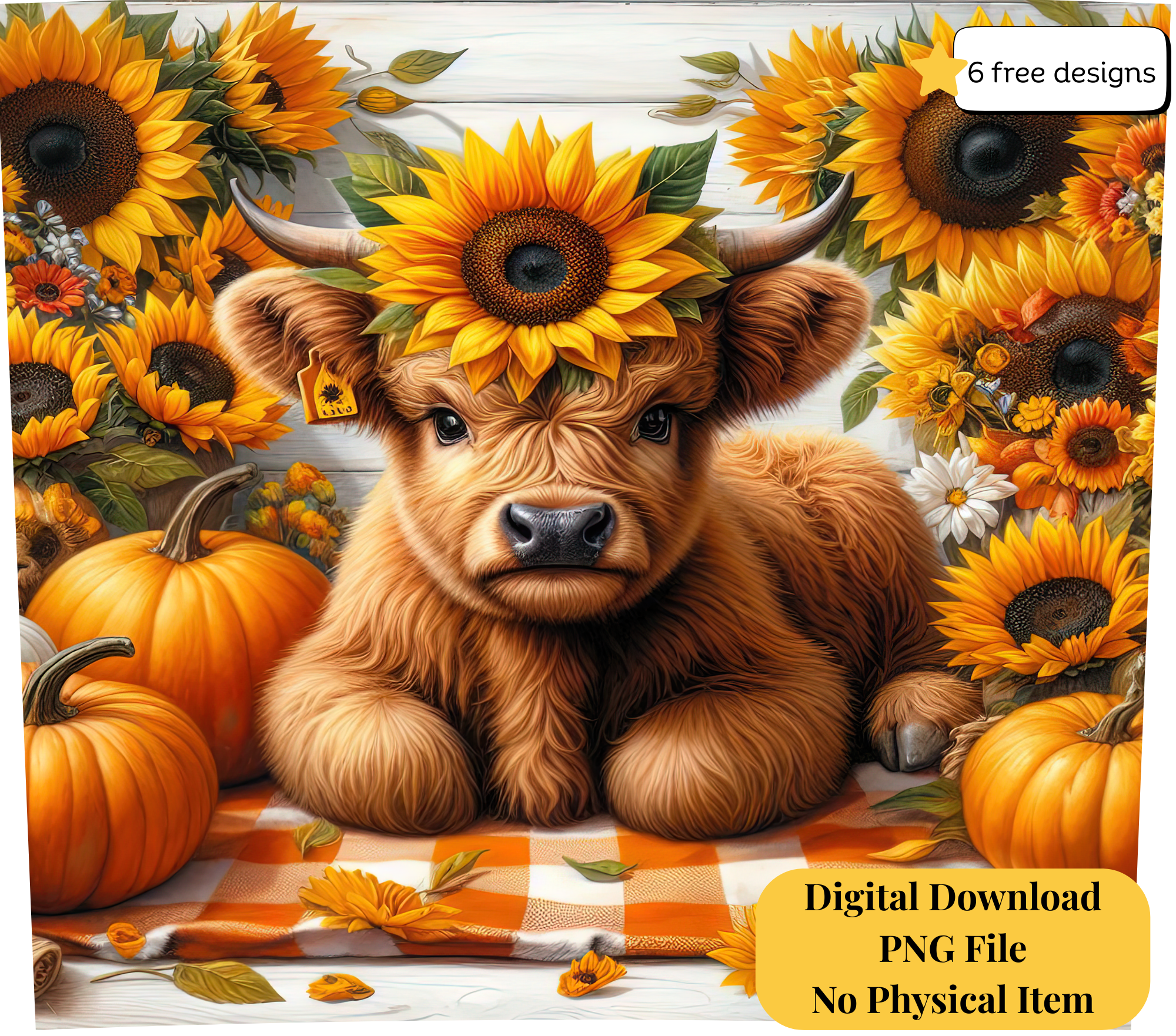 Highland Cow 20oz. Skinny Tumbler Sublimation Design Digital downloadable PNG