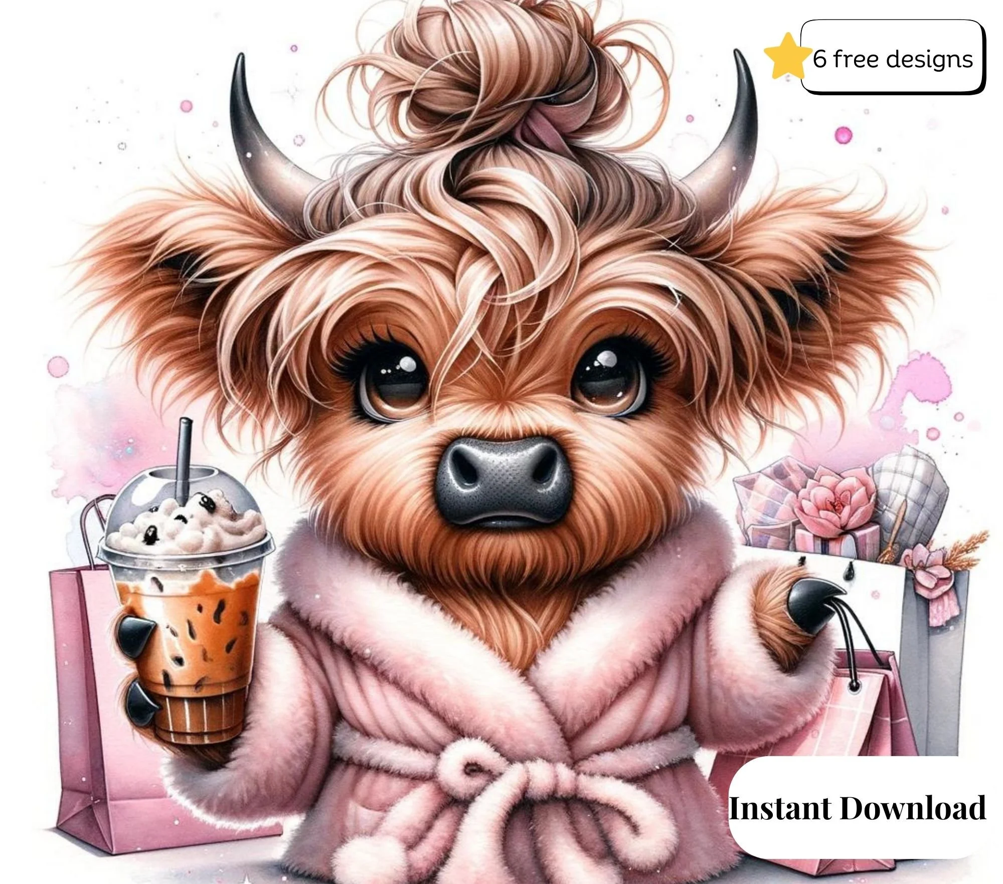 Highland Cow 20oz. Skinny Tumbler Sublimation Design Digital downloadable PNG