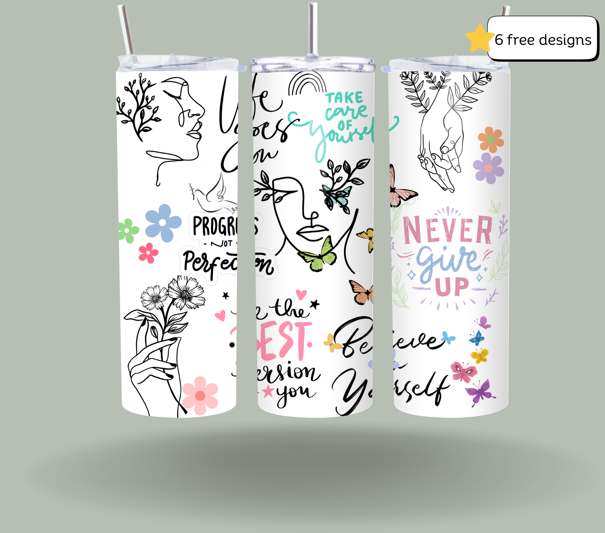 Mental health 20oz skinny tumbler sublimation PNG