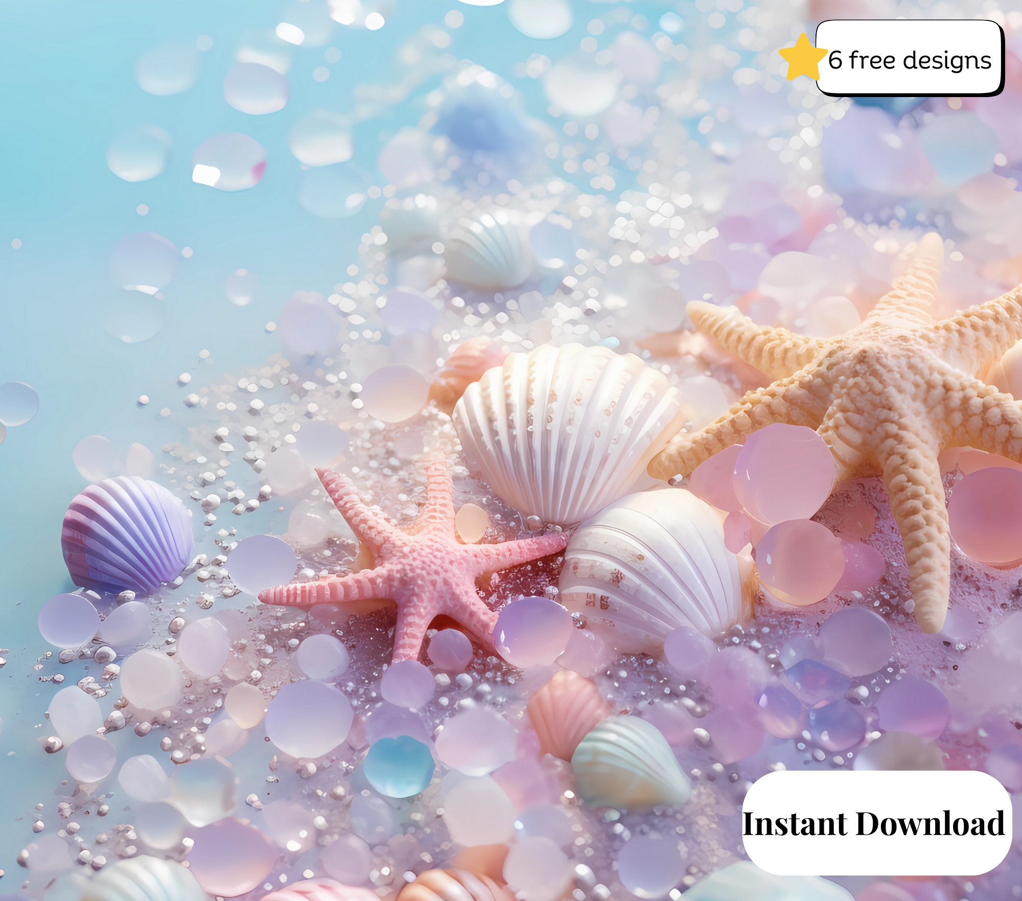 Shells 20oz. Skinny Tumbler Sublimation Design Digital downloadable PNG