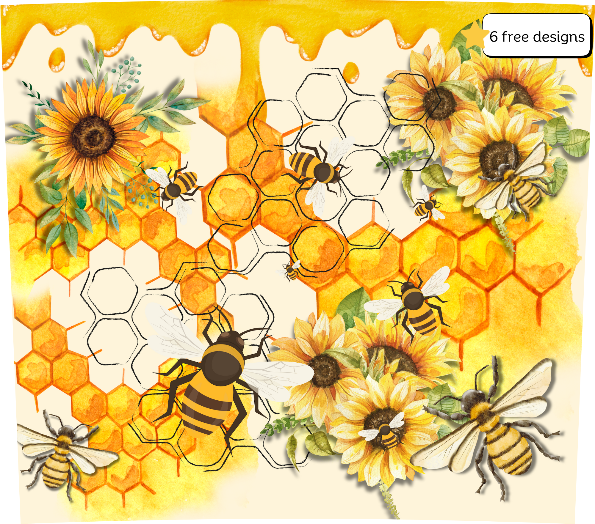 Bee 20oz. Skinny Tumbler Sublimation Design Digital downloadable PNG