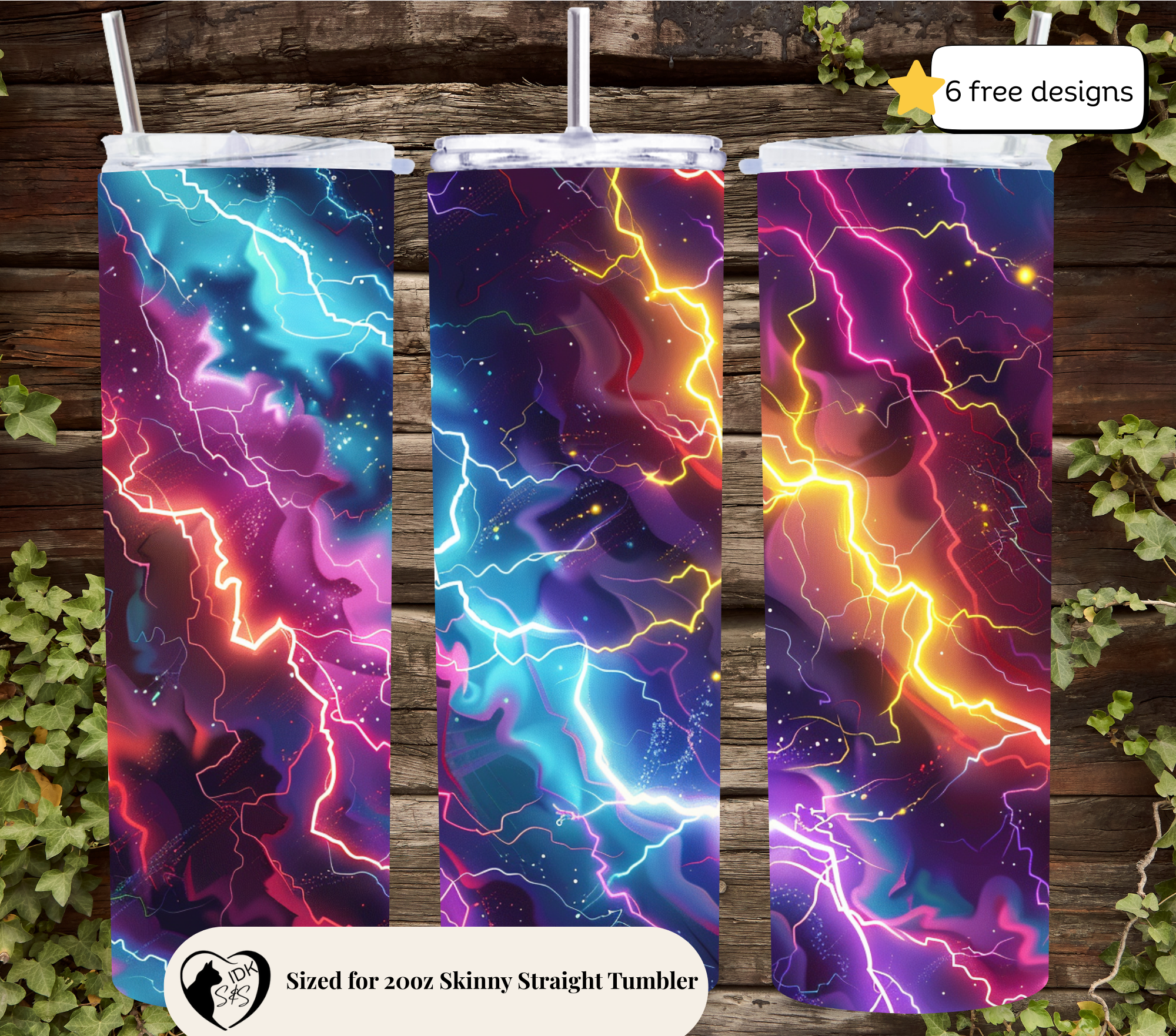 Thunderstorm 20oz. Skinny Tumbler Sublimation Design Digital downloadable PNG