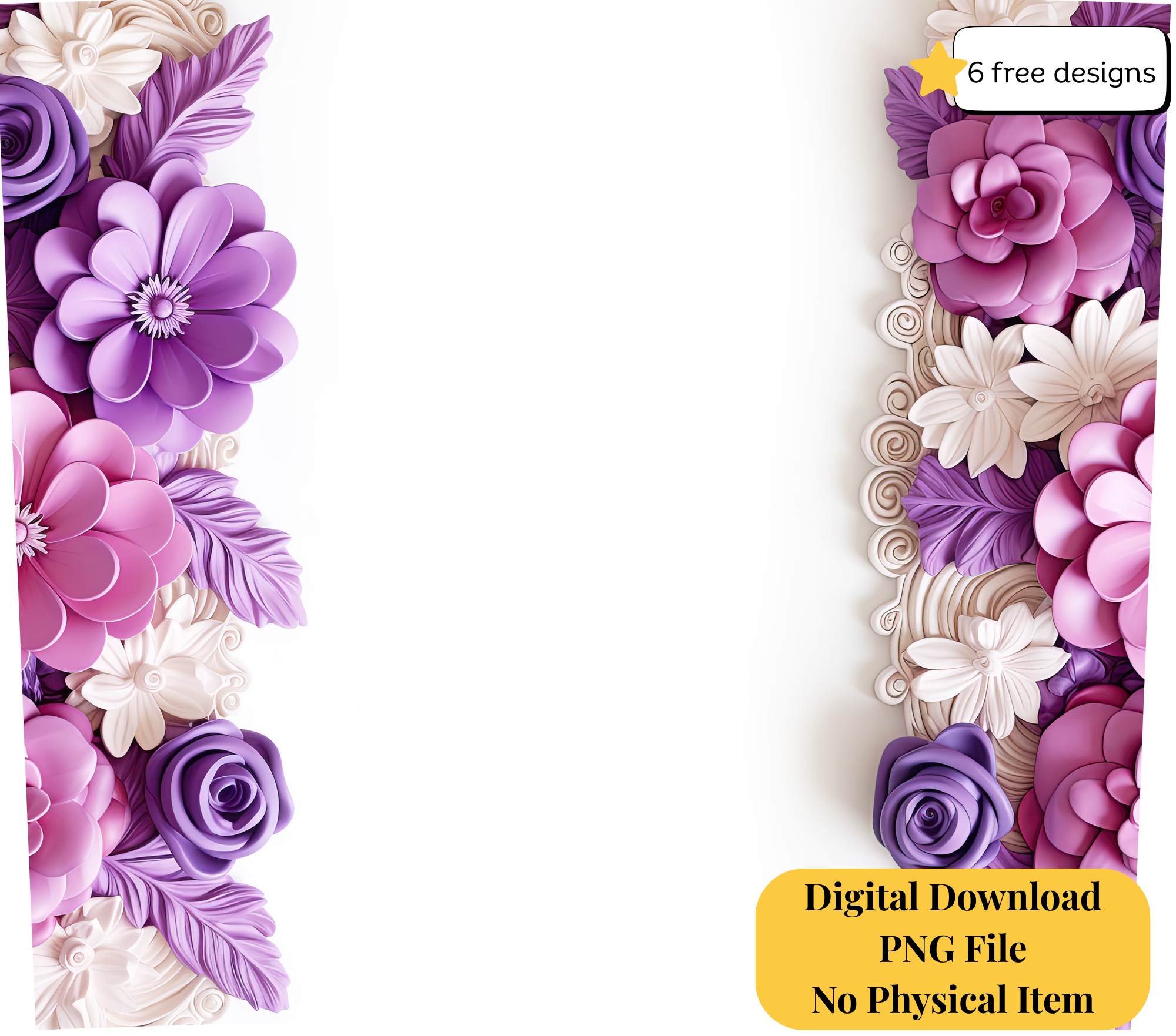 Custom flowers 20oz. Skinny Tumbler Sublimation Design Digital downloadable PNG