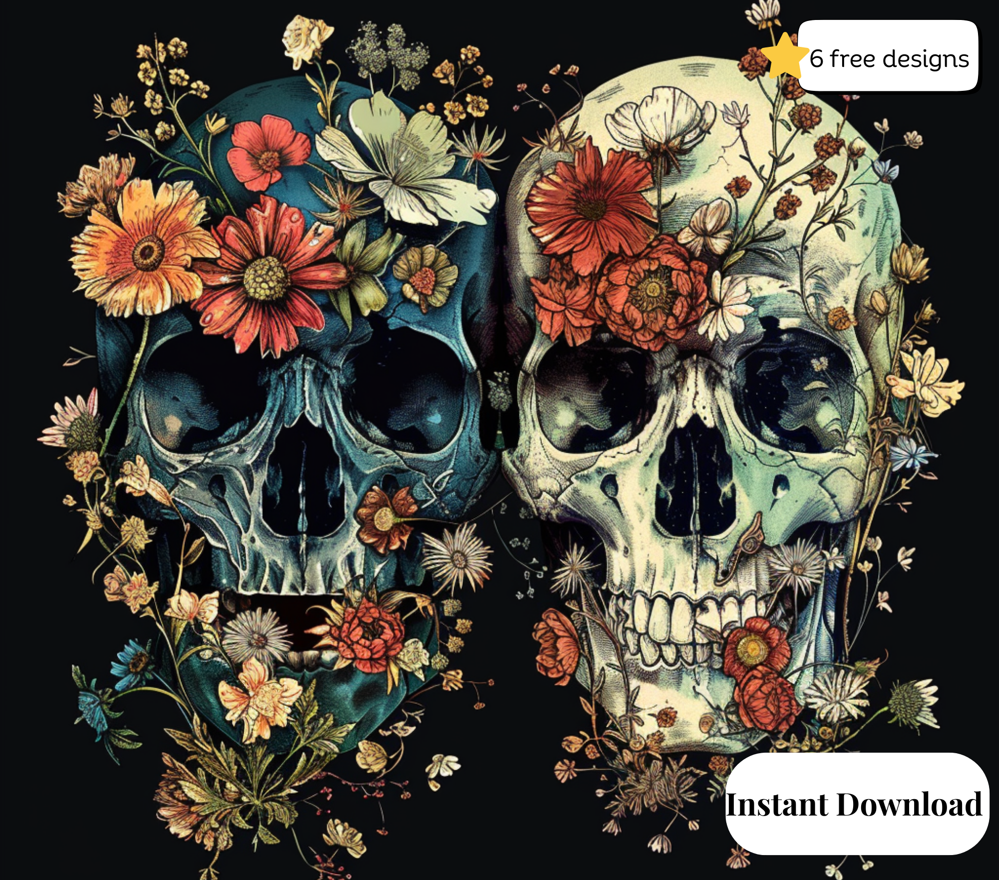 Skull 20oz. Skinny Tumbler Sublimation Design Digital downloadable PNG