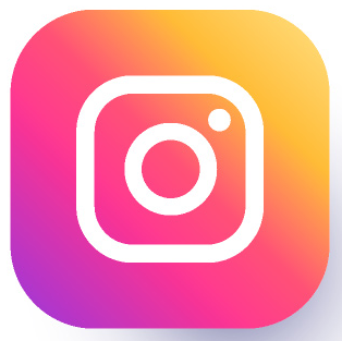Instagram logo with a gradient background of pink, orange, yellow, and purple.