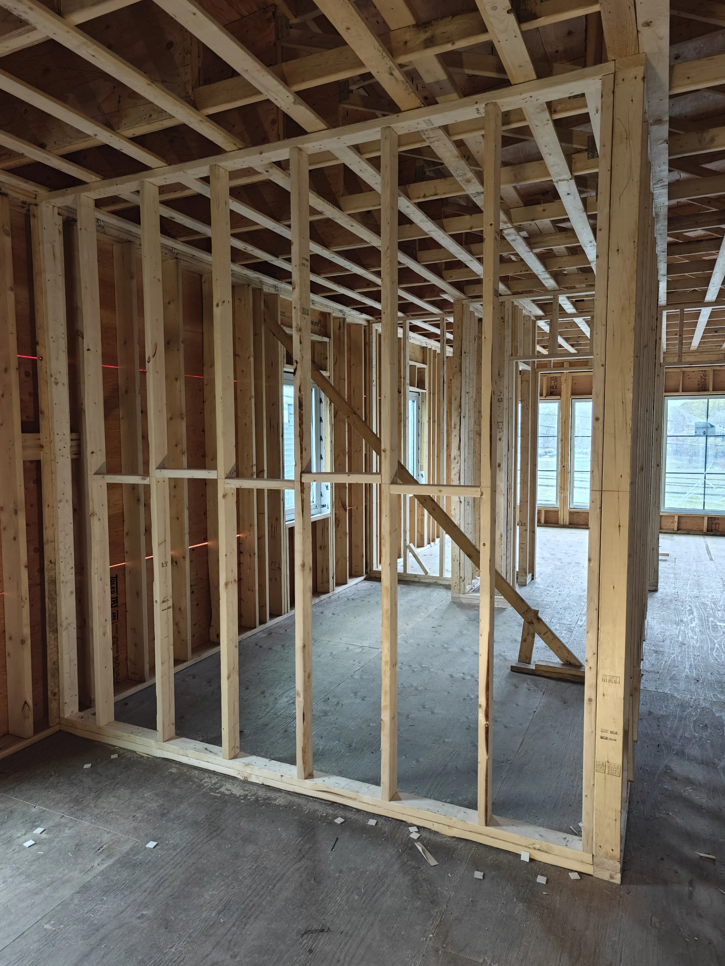 Interior wood framing for residential construction in Halifax