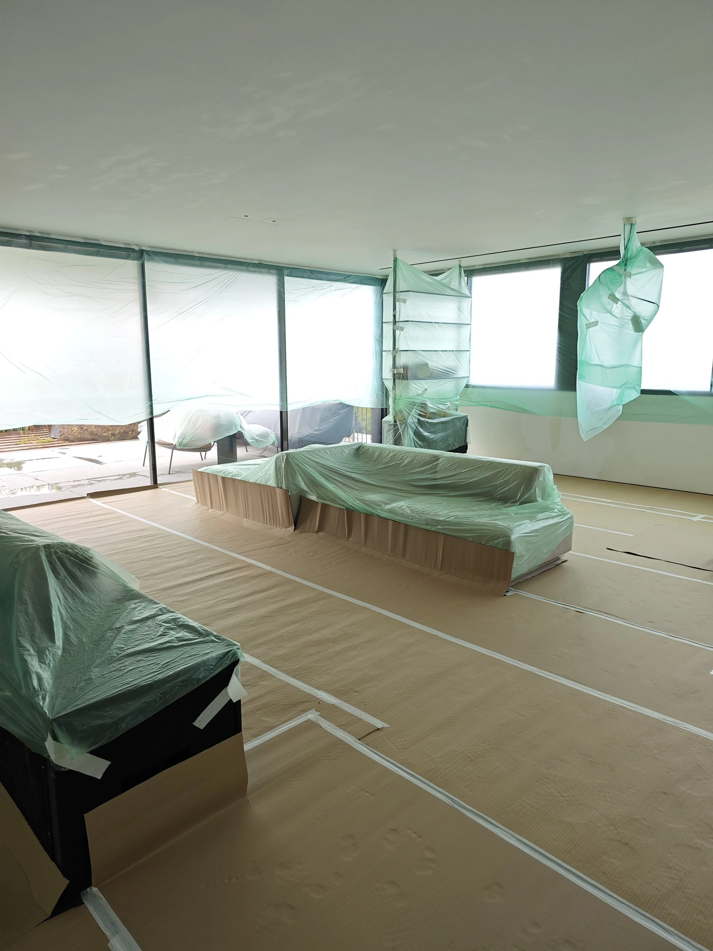 Ceiling painting with full surface protection and preparation for a residential project in Halifax
