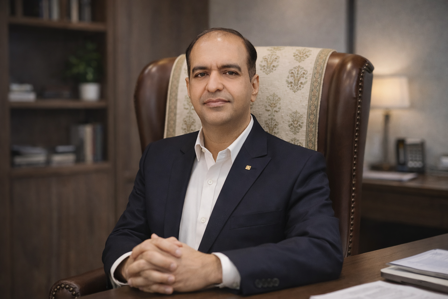 Amit Nakra, trusted wealth advisor in Agra, seated in his office for private portfolio and asset management services.