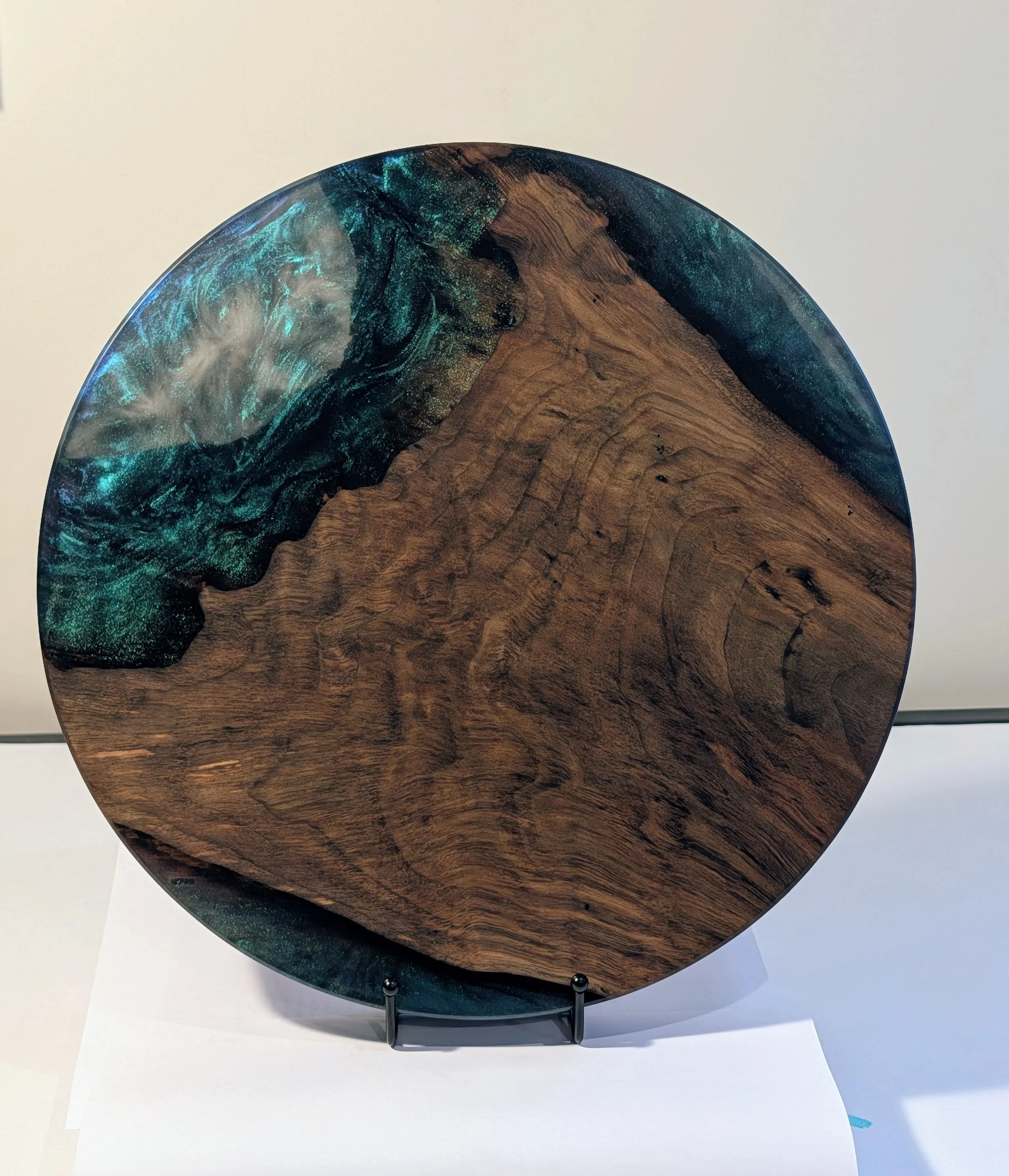 Round Walnut Serving Tray- 13.5