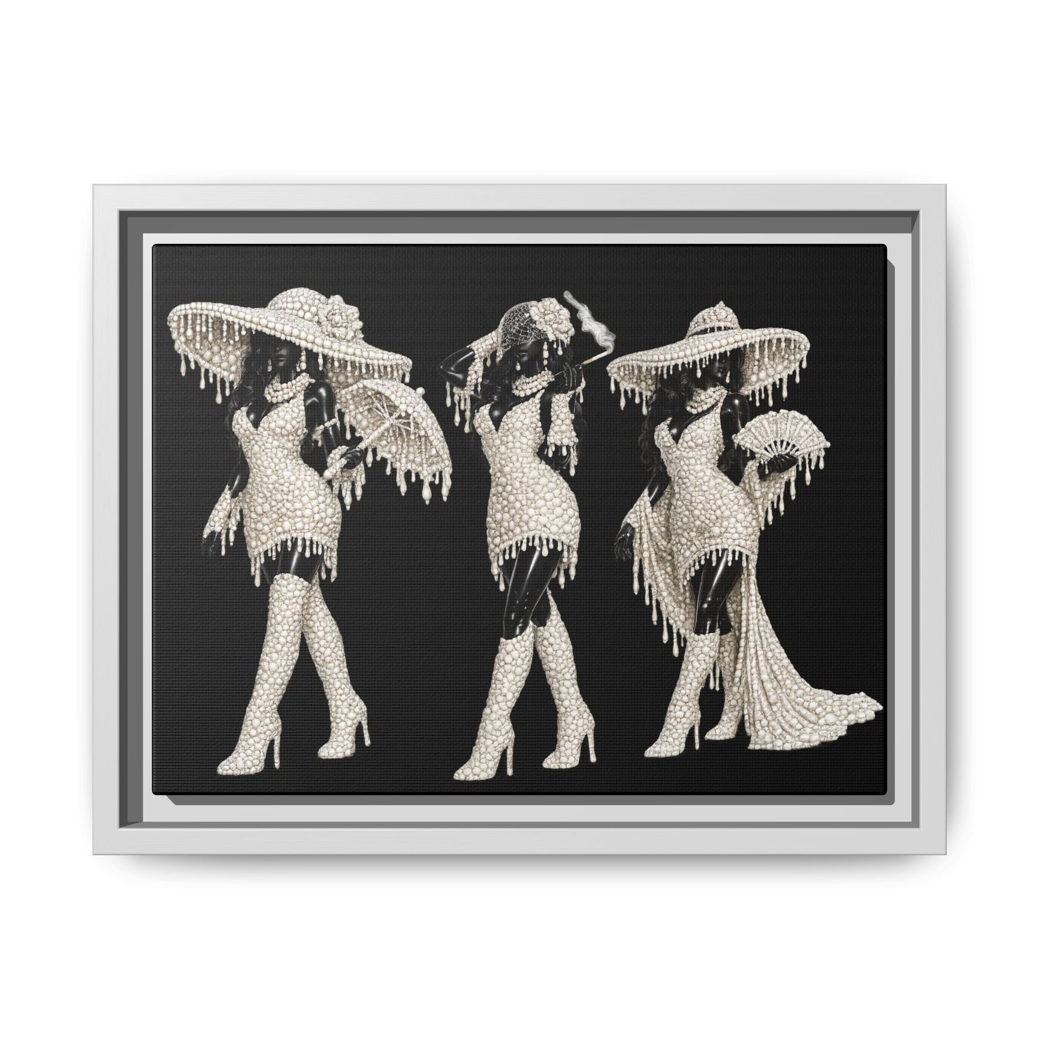 Vintage Glamour Ladies in Pearls (Black & Ivory)