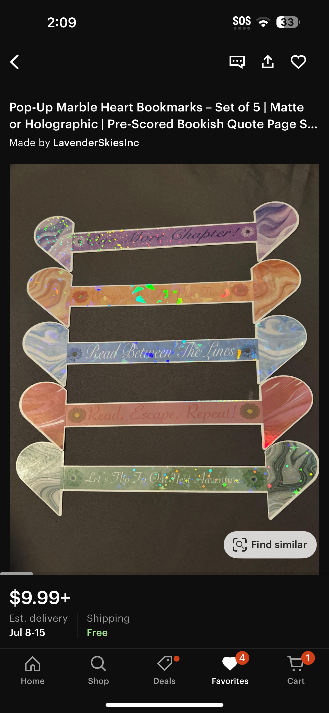 Set of five holographic marble heart-shaped bookmarks with inspirational phrases, including 'More Chapter!', 'Writing is My Superpower!', 'Read Between The Lines', 'Read, Escape, Repeat!', and 'Let's Flip To Our Next Adventure'.