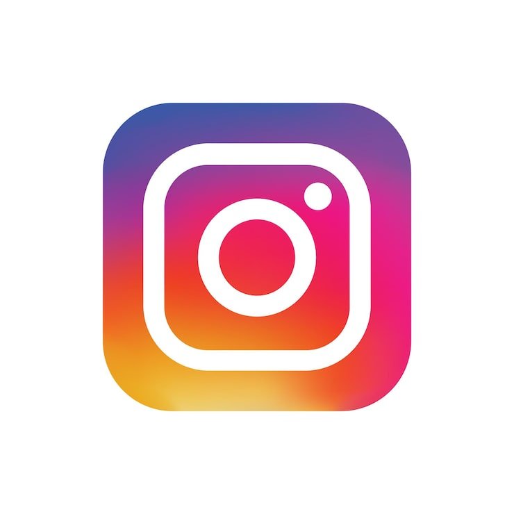 Instagram logo with a colorful gradient background.