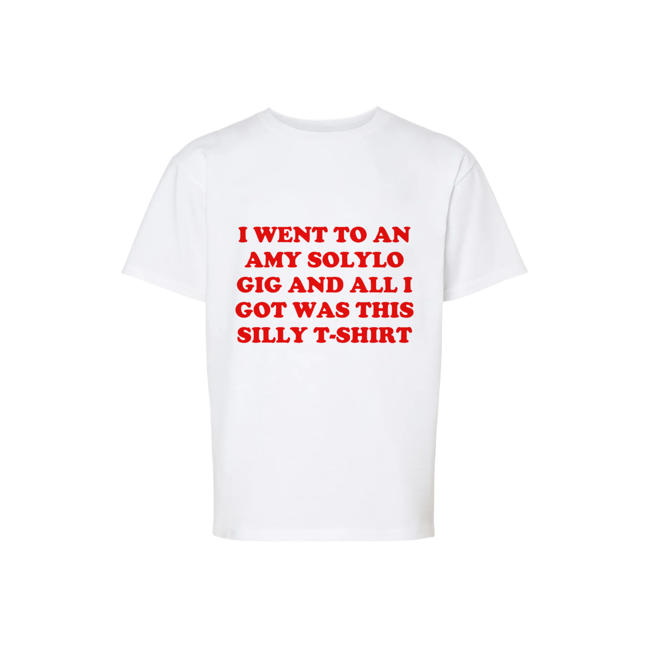 "SILLY" T-SHIRT - KID FRIENDLY (WHITE WITH RED TEXT)