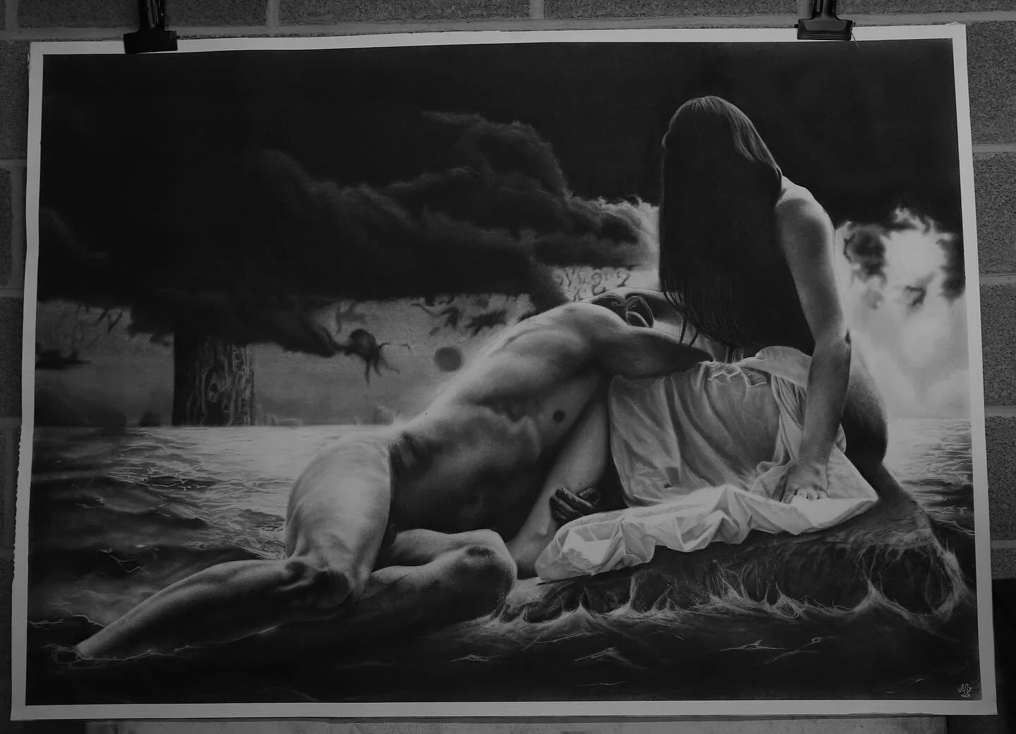 "L'entracte" 

100/140 cm - crayon sur papier

#pencilart #pencilartists #graphiteart #graphiteartist #bodydrawing #realismart #charcoalart