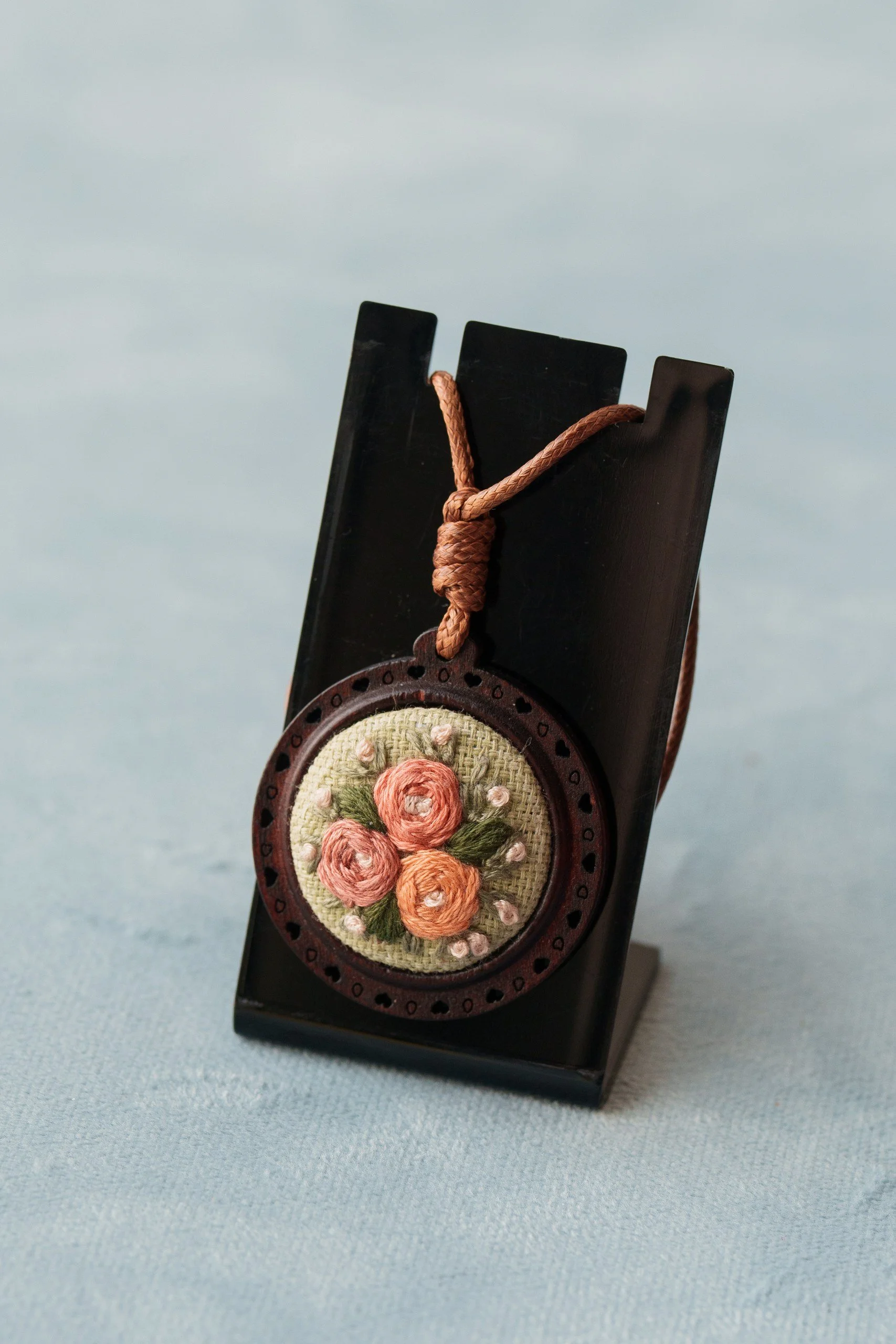 Three roses embroidered necklace.jpg