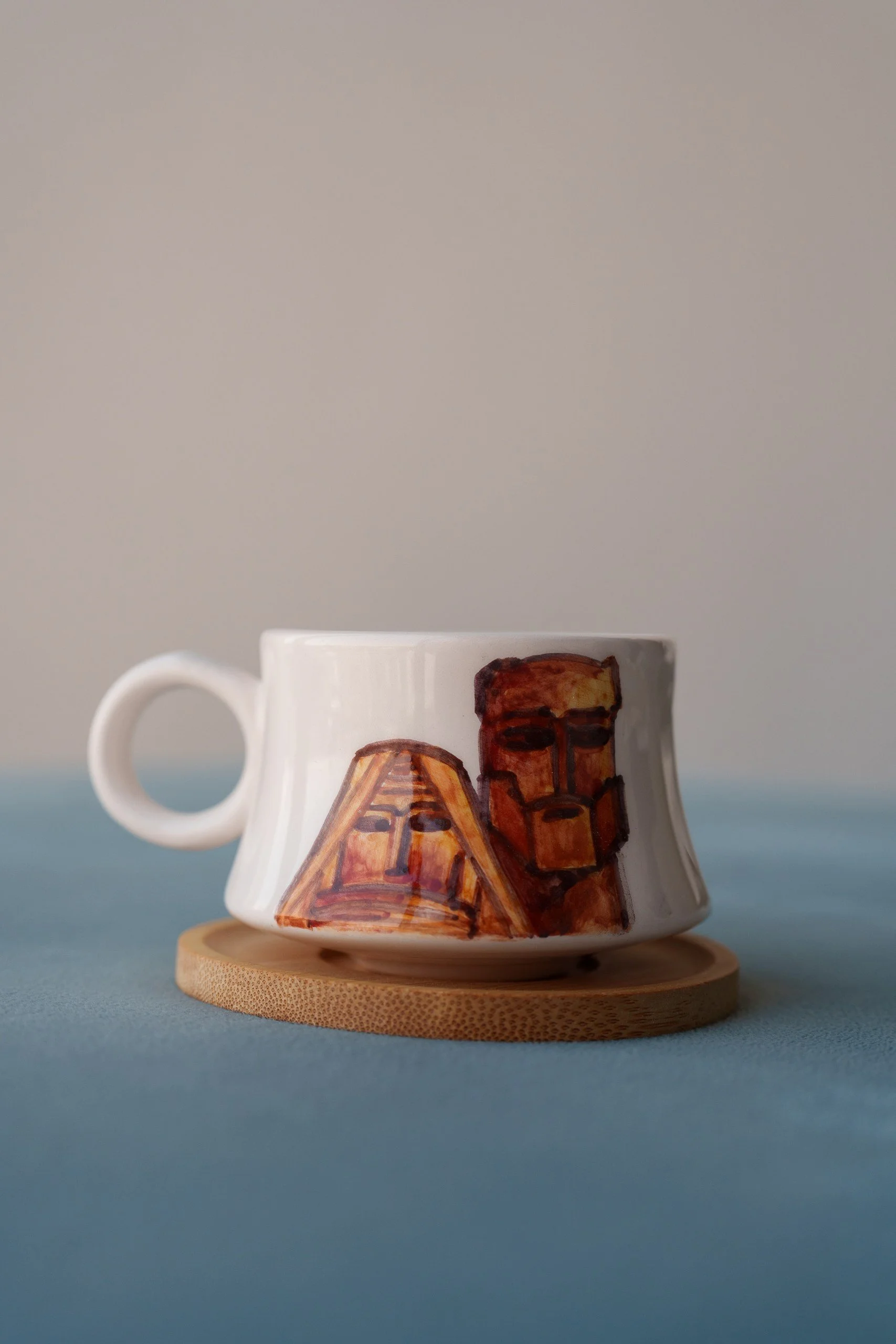Tatik-Papik Coffee Cup and Wooden Saucer