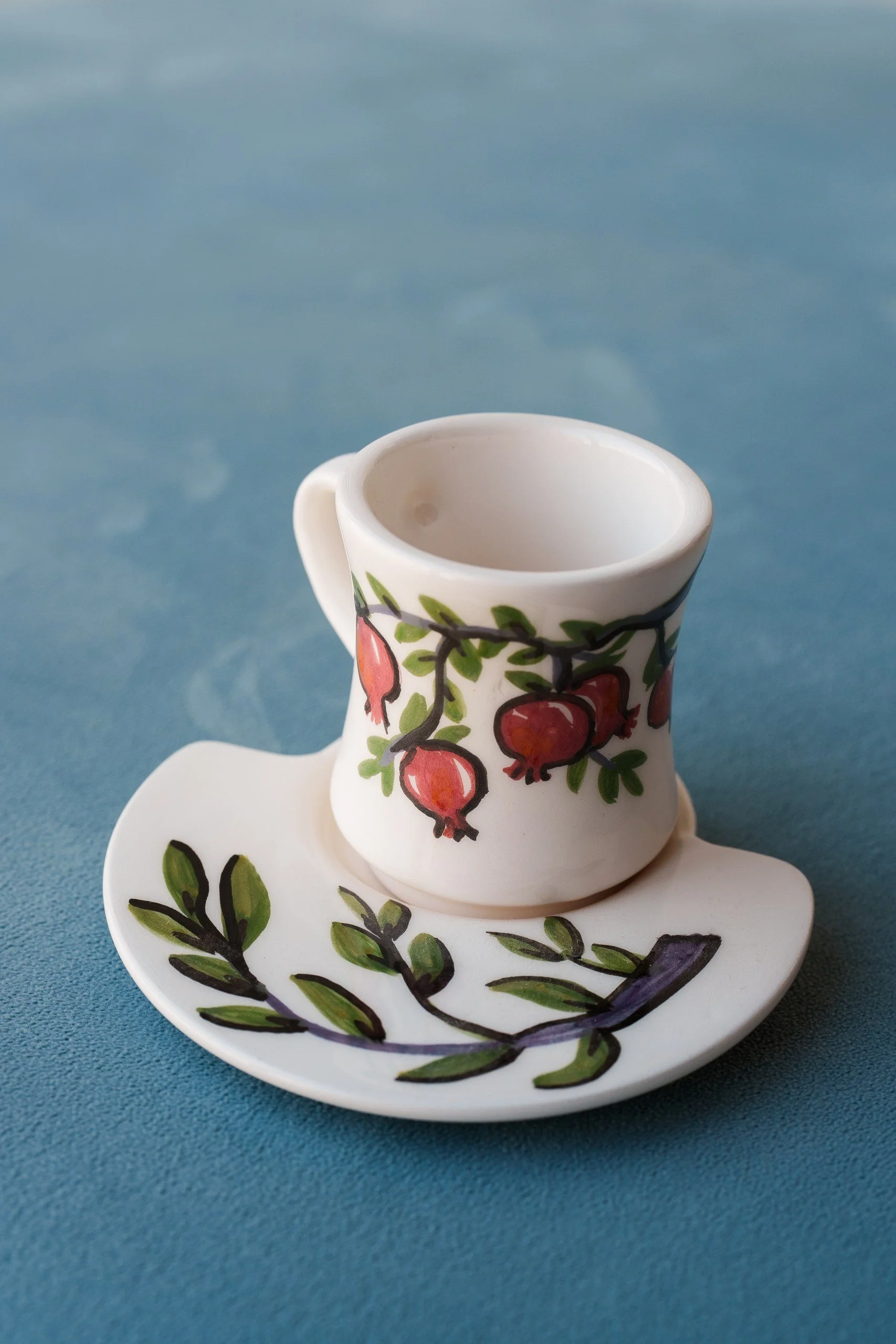 Red Pomegranate Cup and Saucer